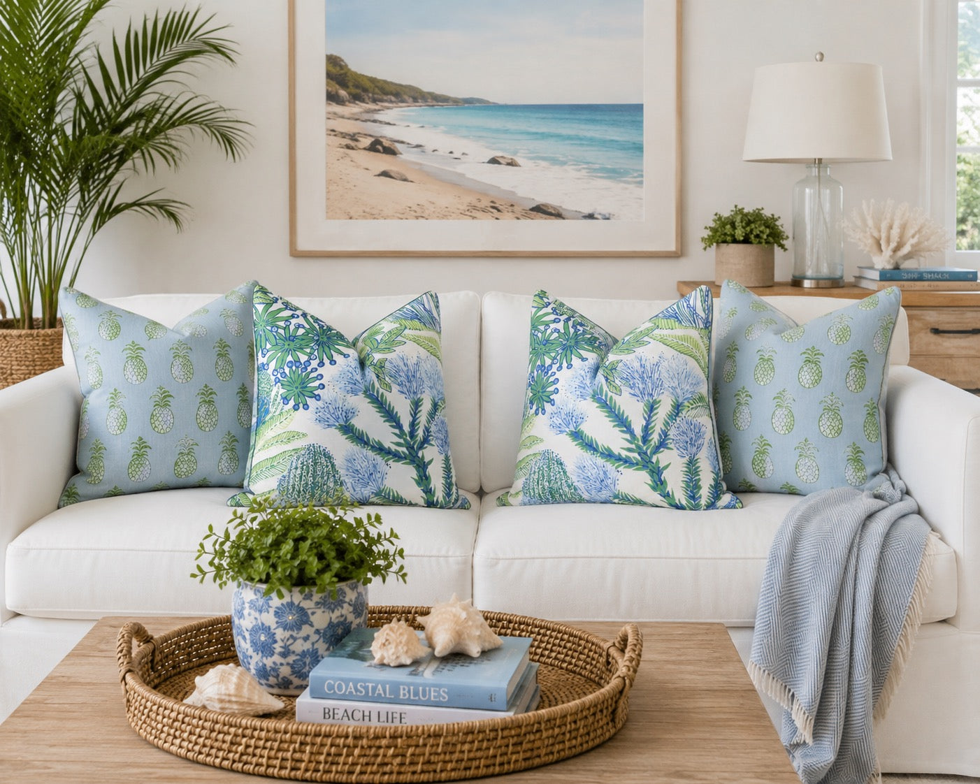 Thibaut Outdoor Protea Pillow - Kiwi