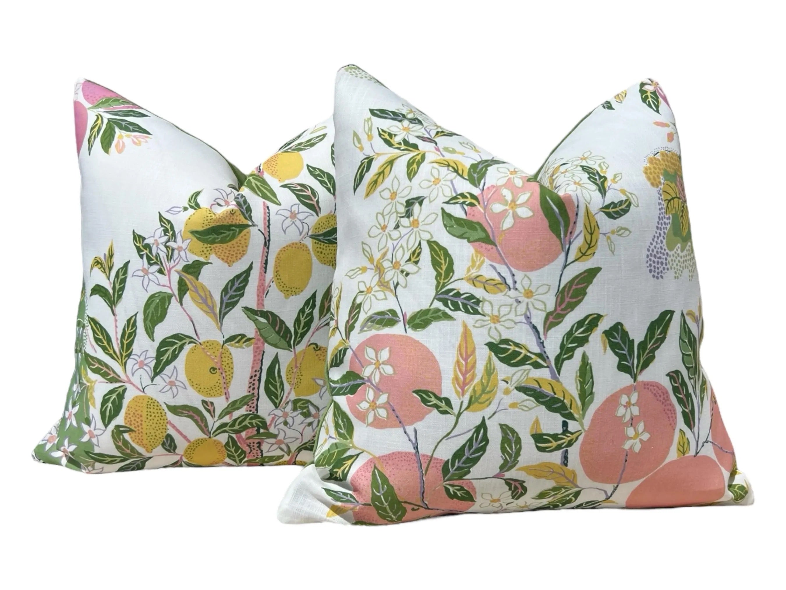Schumacher Citrus Garden Pillow in Blush.