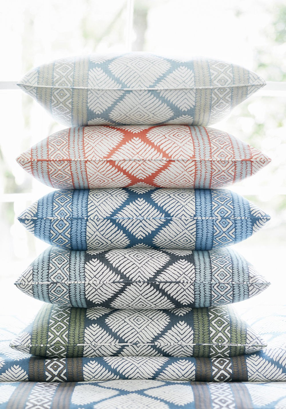 Austin Geometric Pillow in Mineral Blue.