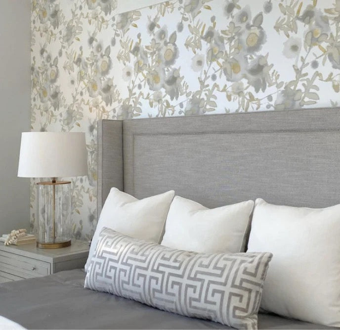 Thibaut Ming Trail Raised Velvet Pillow in Grage.