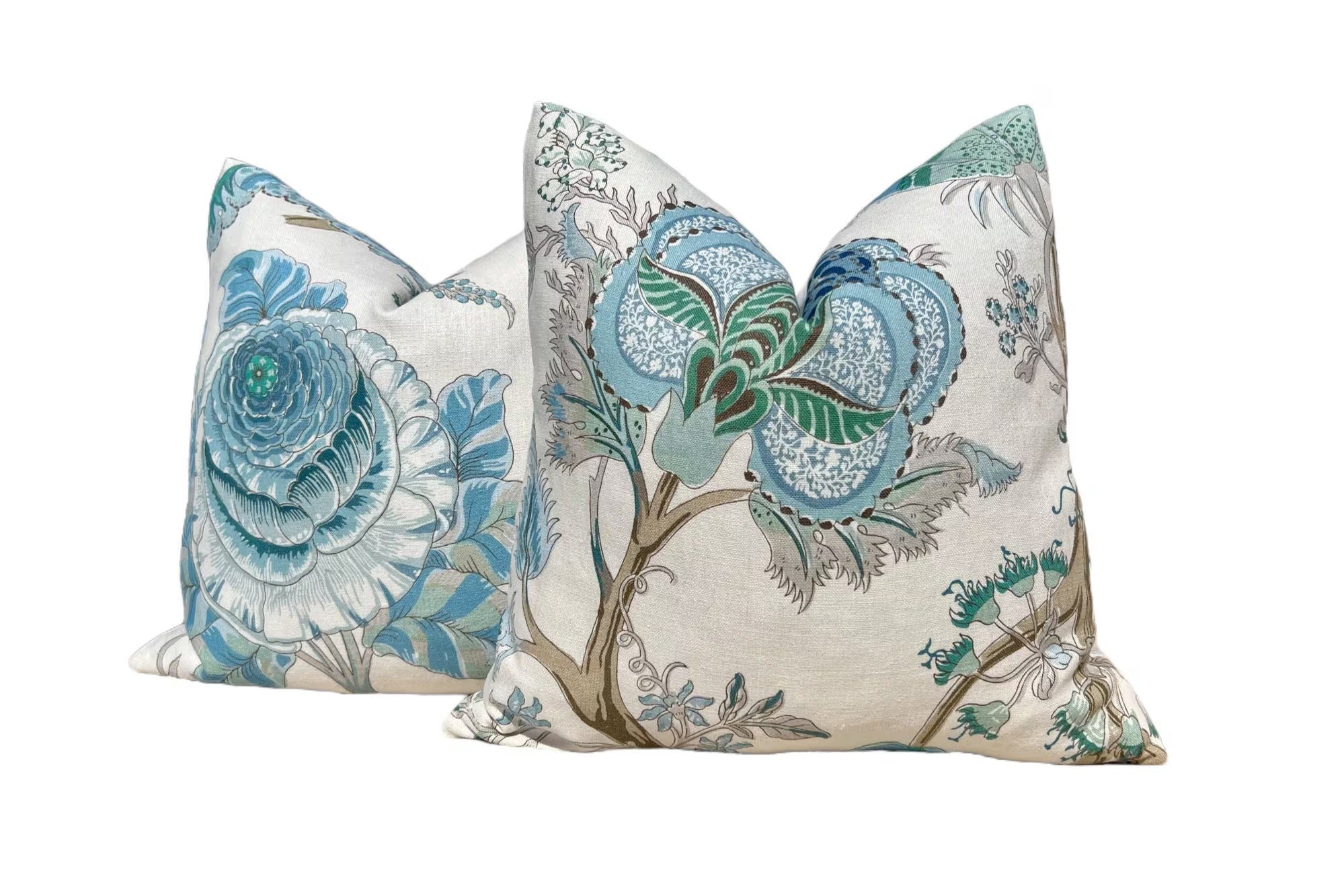 Schumacher Indian Arbre Pillow in Turquoise.