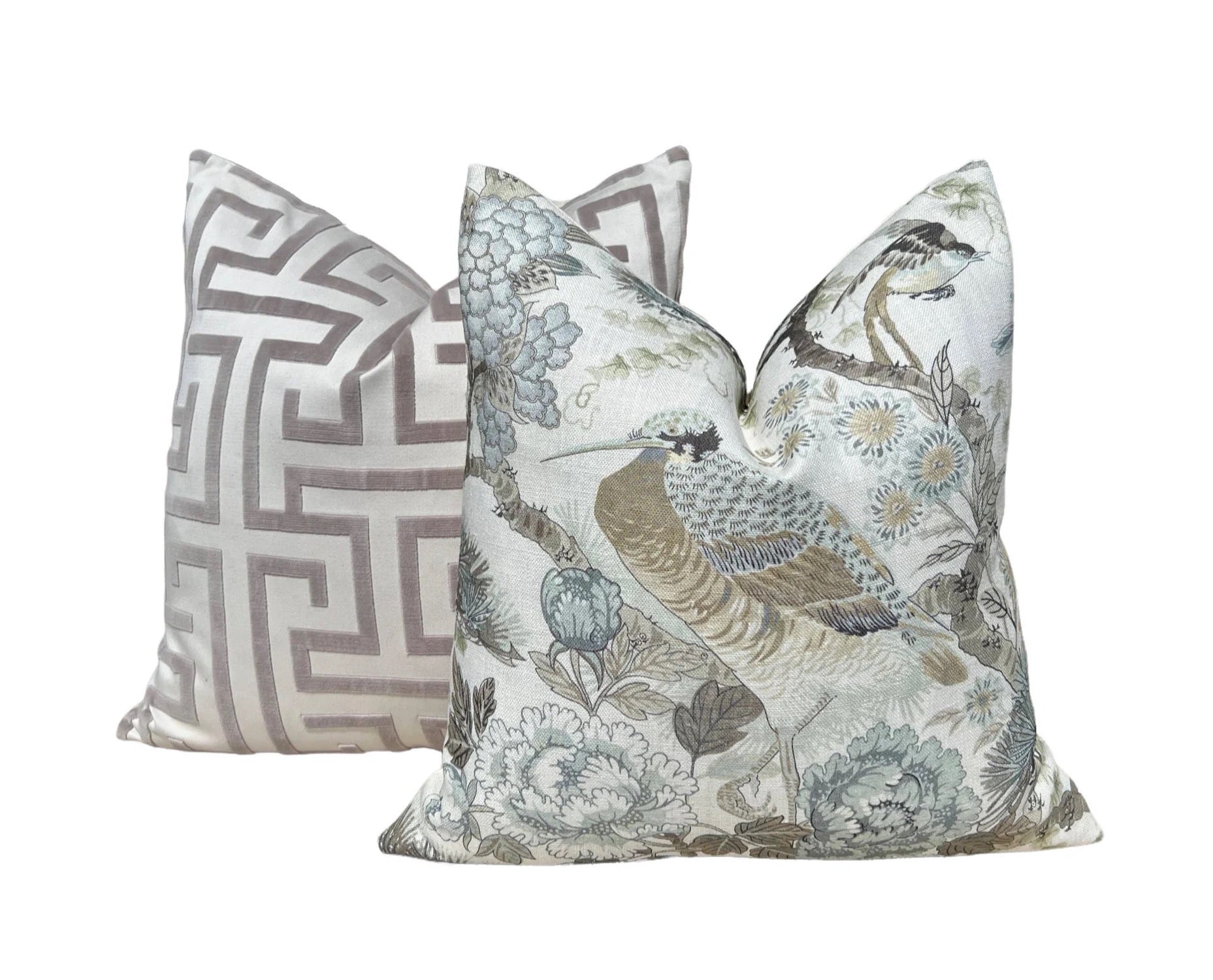 Thibaut Ming Trail Raised Velvet Pillow in Grage.