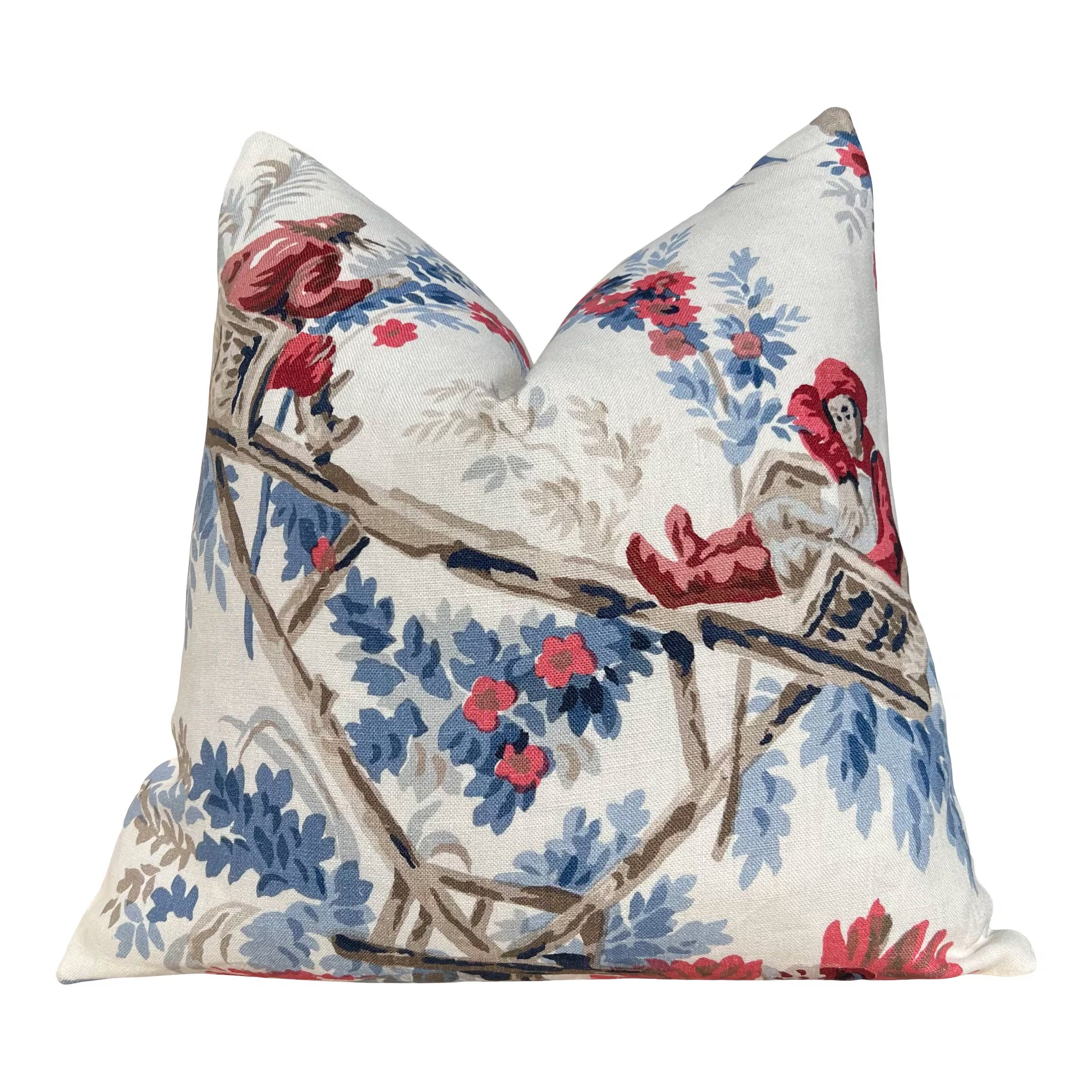 Schumacher "Plaisirs De La Chine"  Pillow - Blue, Rouge