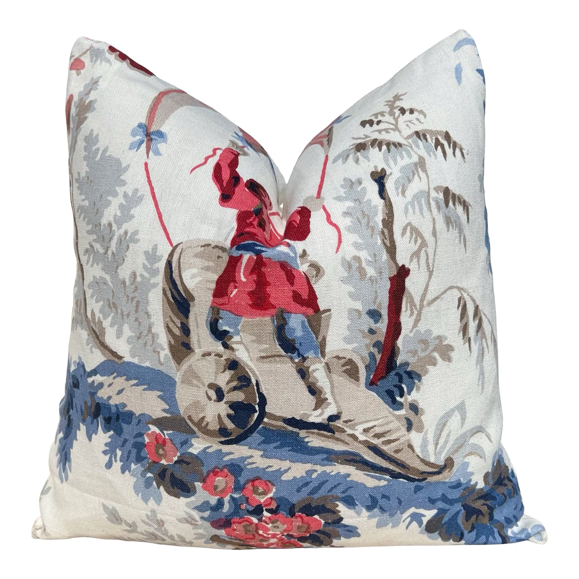 Schumacher "Plaisirs De La Chine"  Pillow - Blue, Rouge