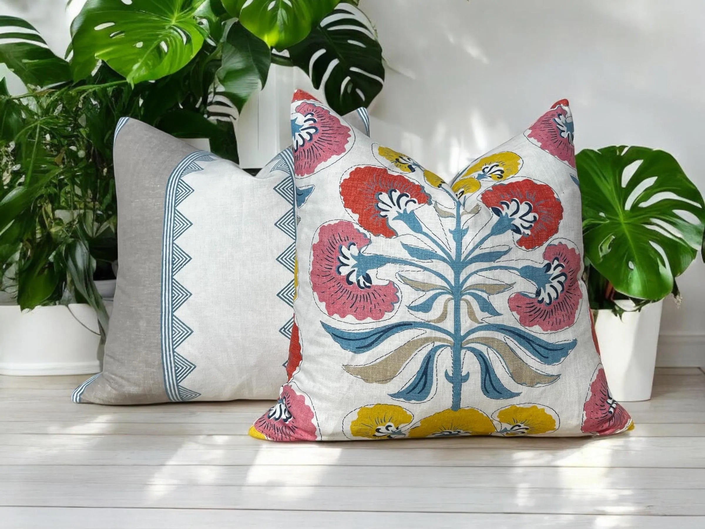 Thibaut Kismet Striped Pillow in French Blue.