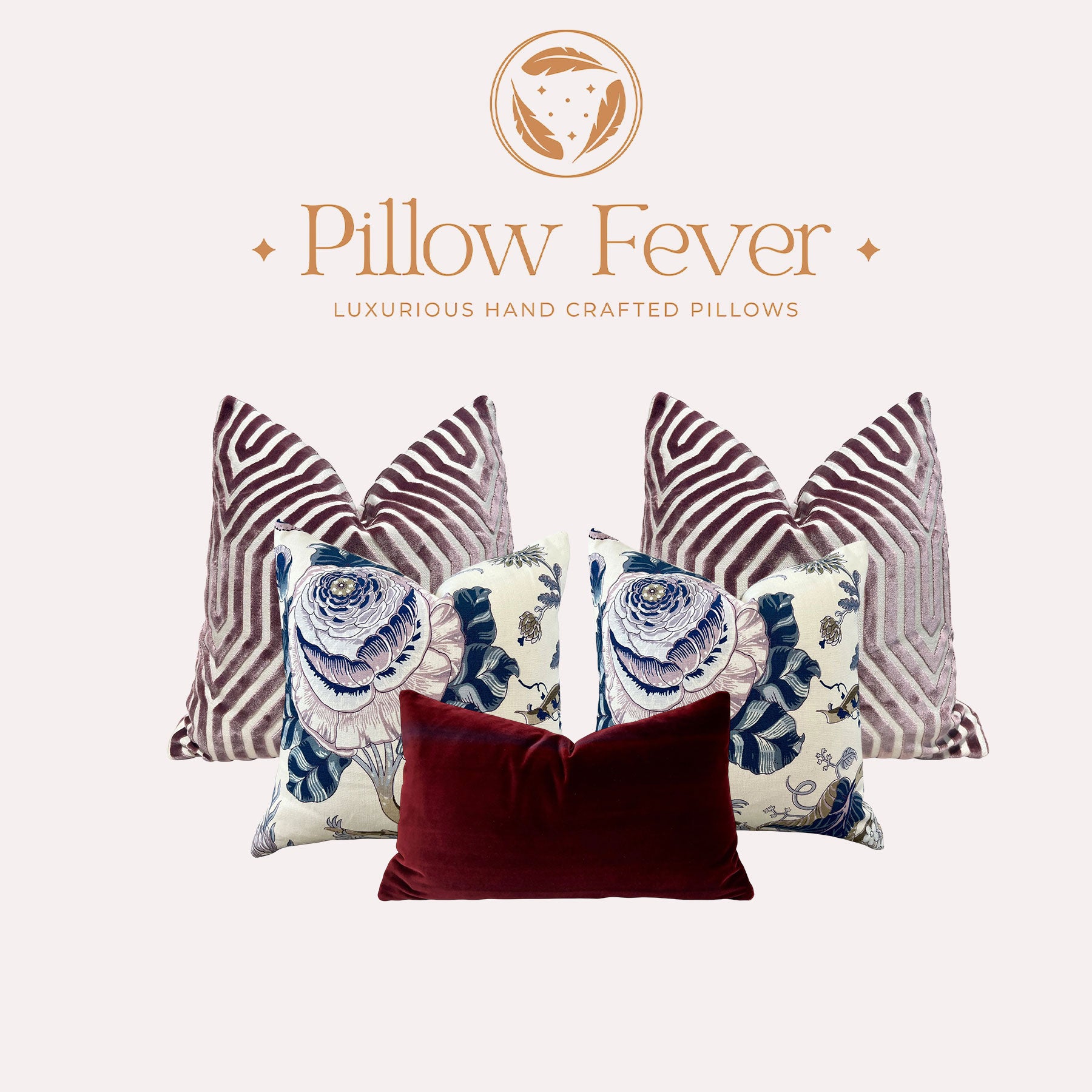 Schumacher Indian Arbre Pillow in Blue and Lavender.