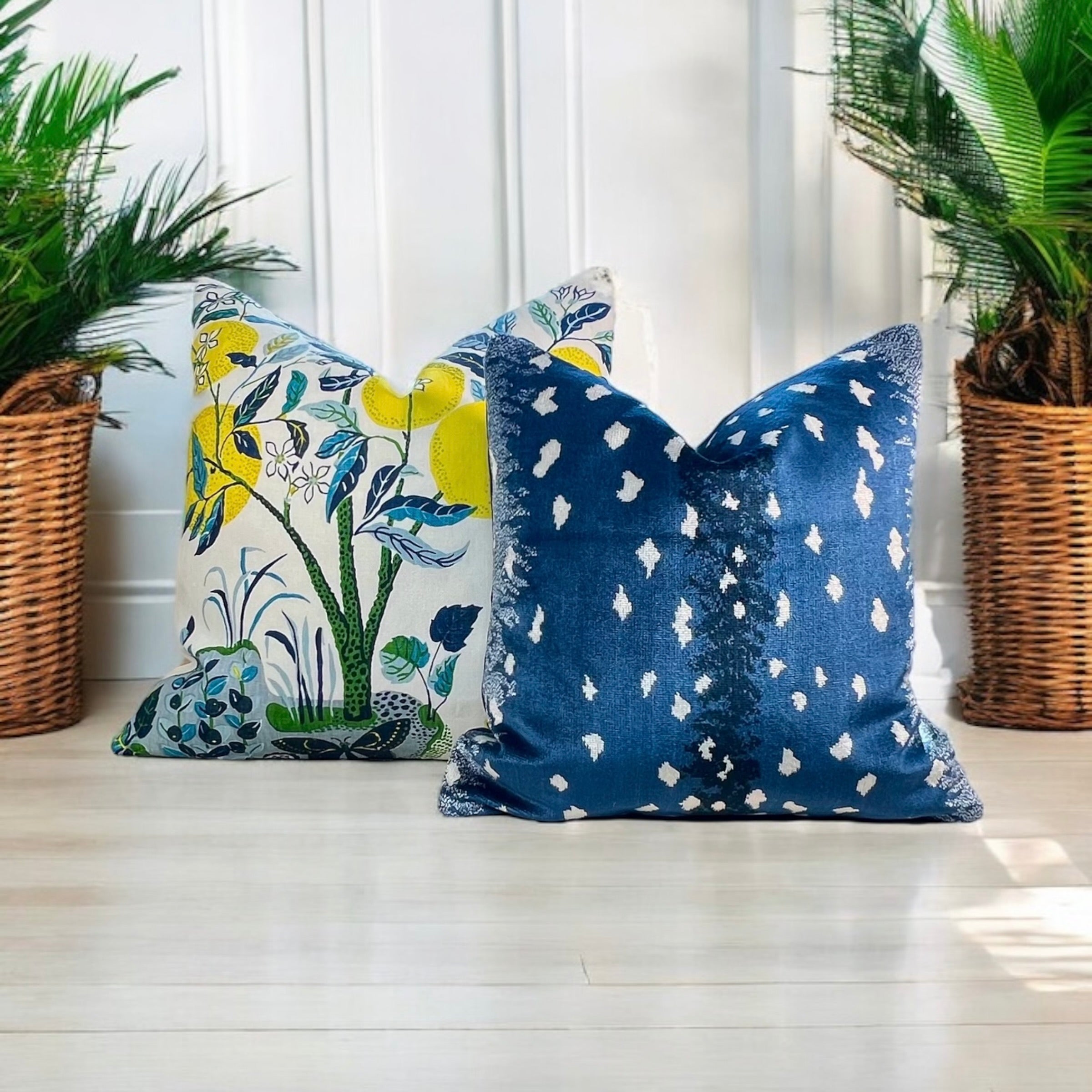 Schumacher Citrus Garden Pillow in Pool