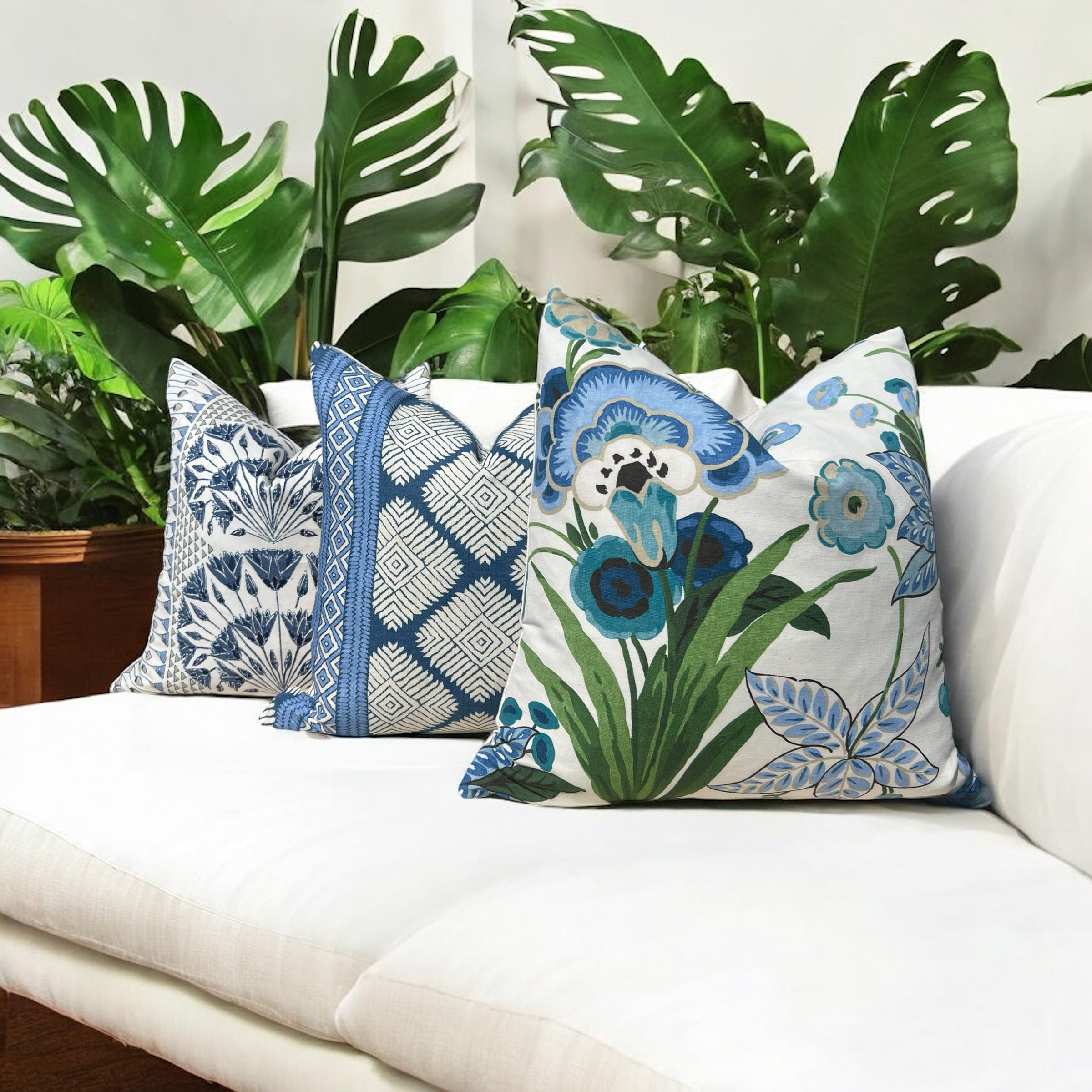 Thiabut Pasadena Floral Pillow in Blue and Green.