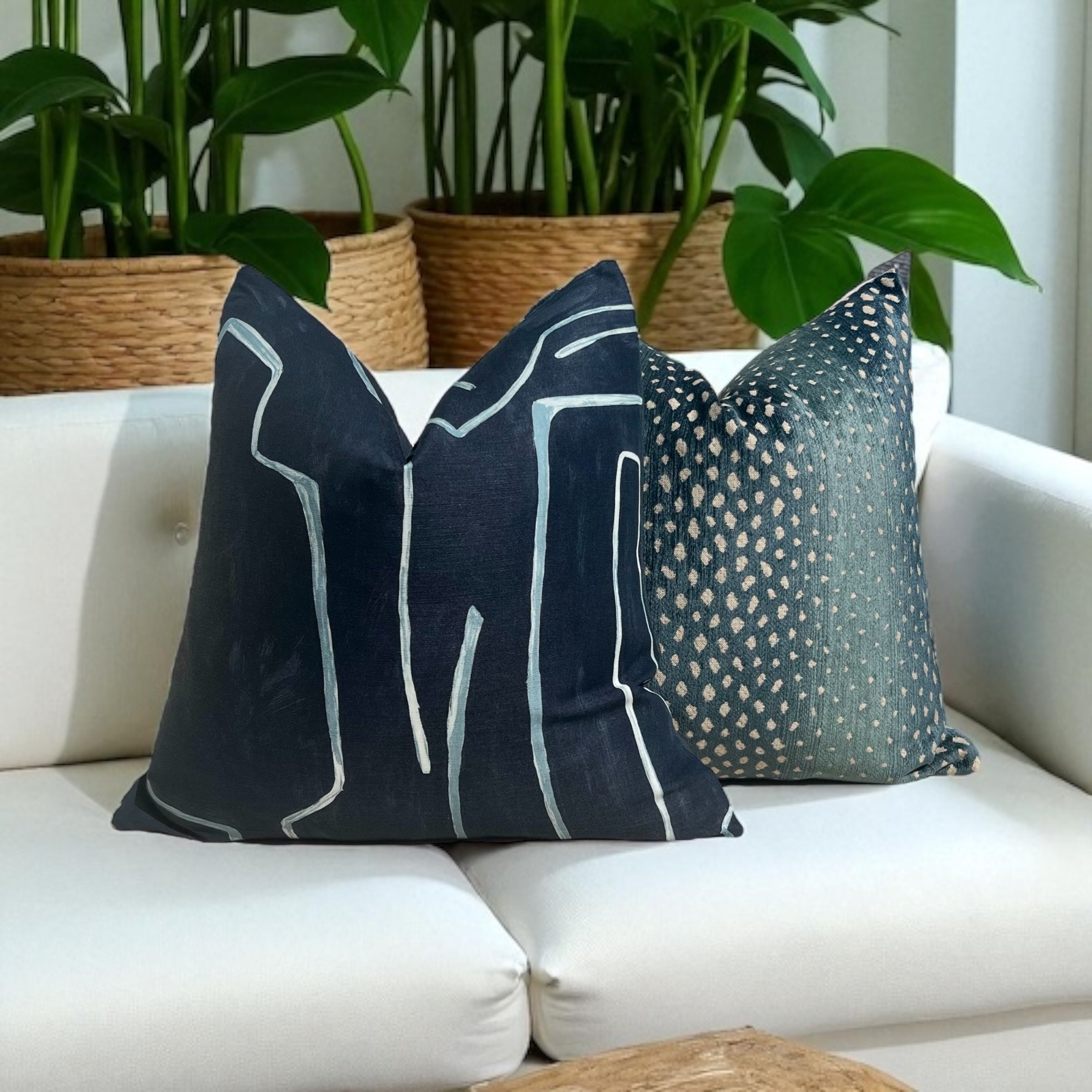 Lee Jofa Graffito Pillow in Navy
