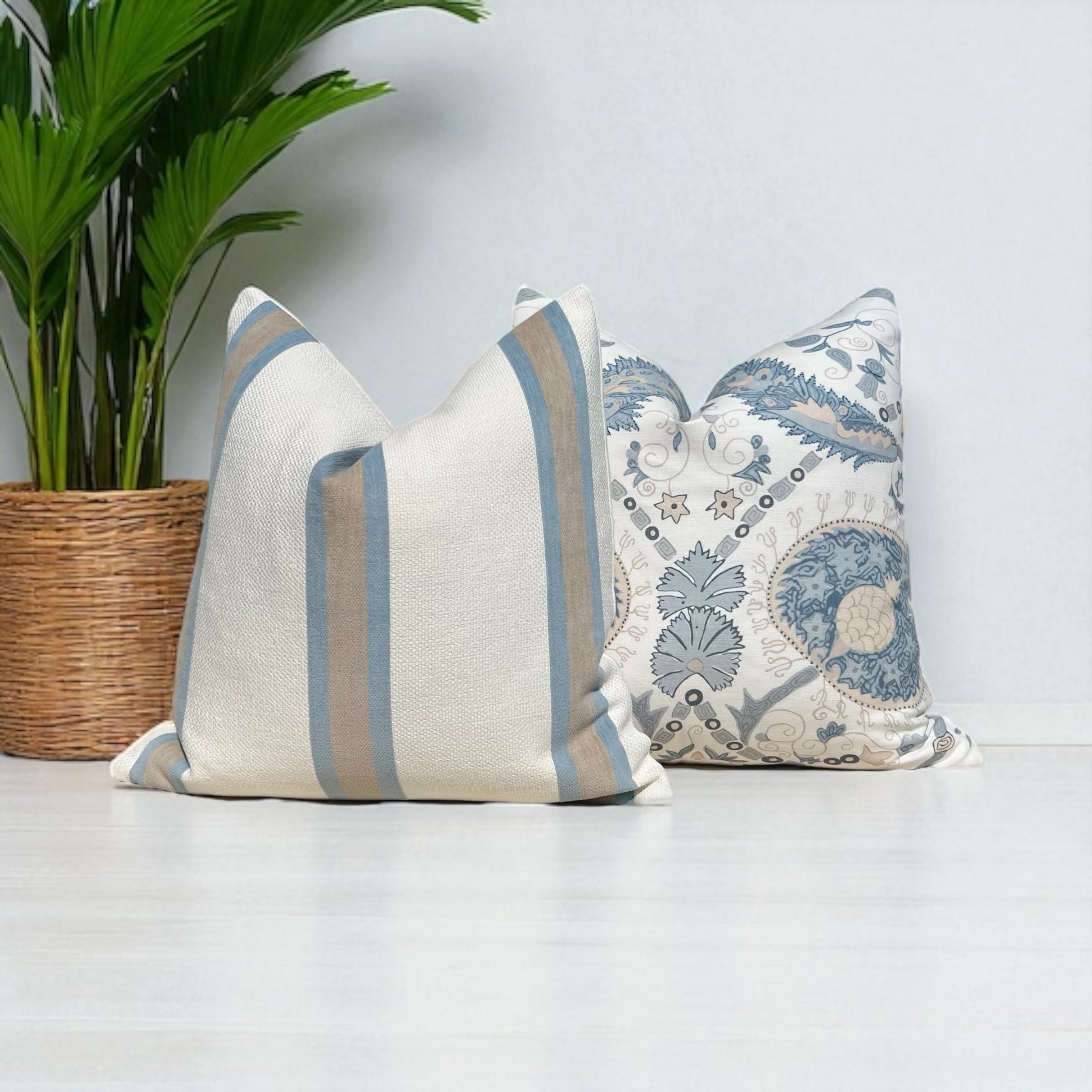 Thibaut Lewis Linen Pillow in Spa Blue