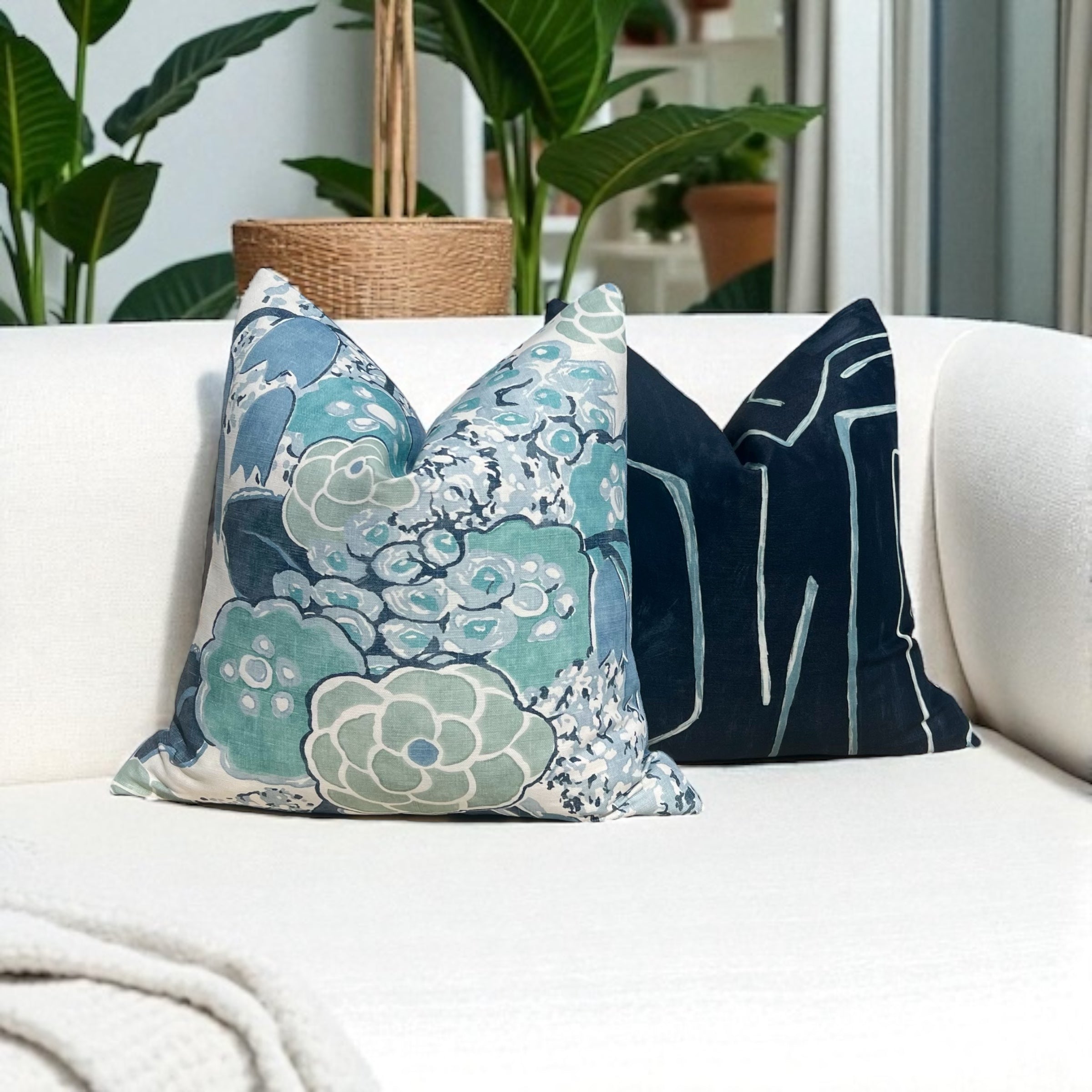 Thibaut Laura Pillow Cover in Blue and Teal.