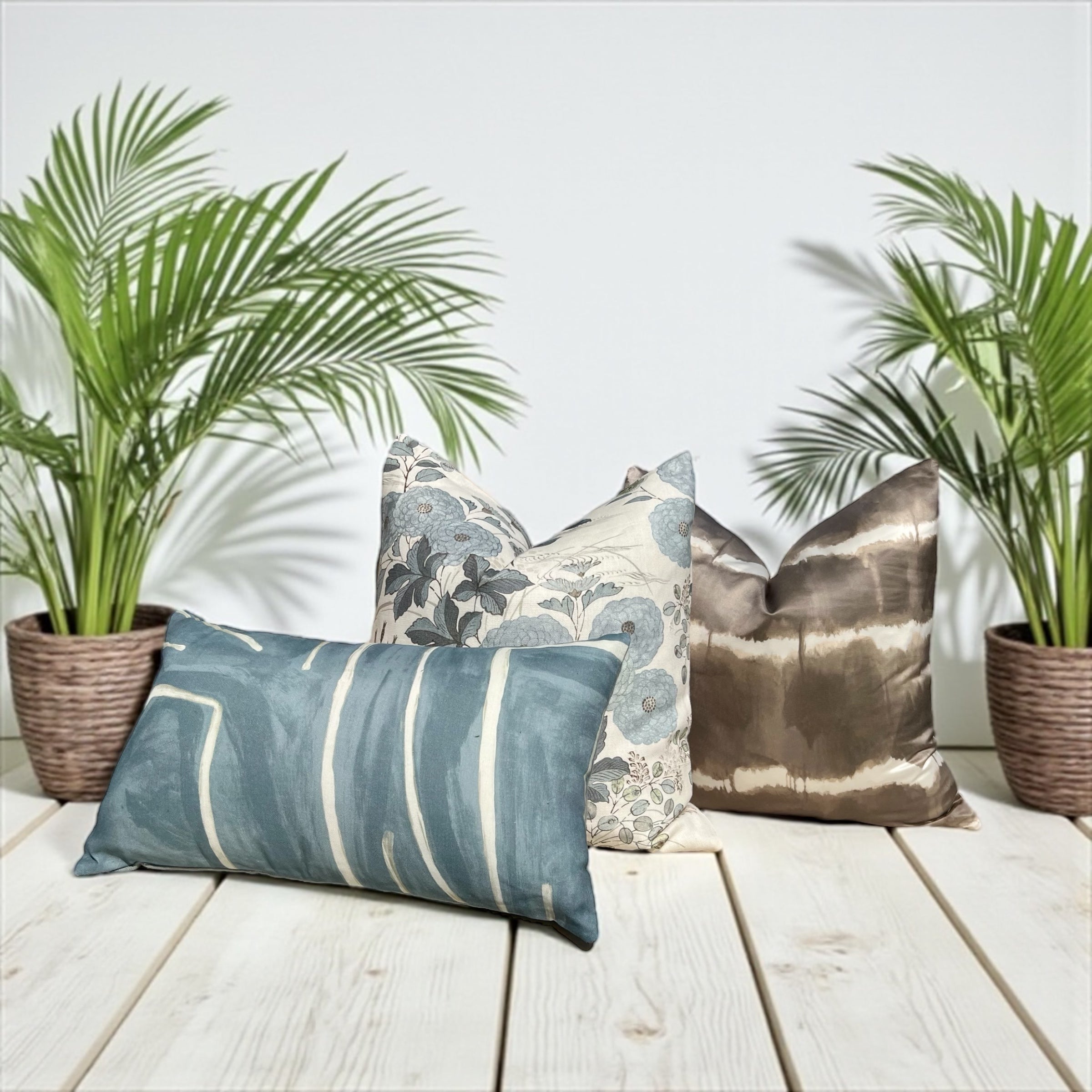 Kravet Couture Fiorella Pillow in Mineral Blue.