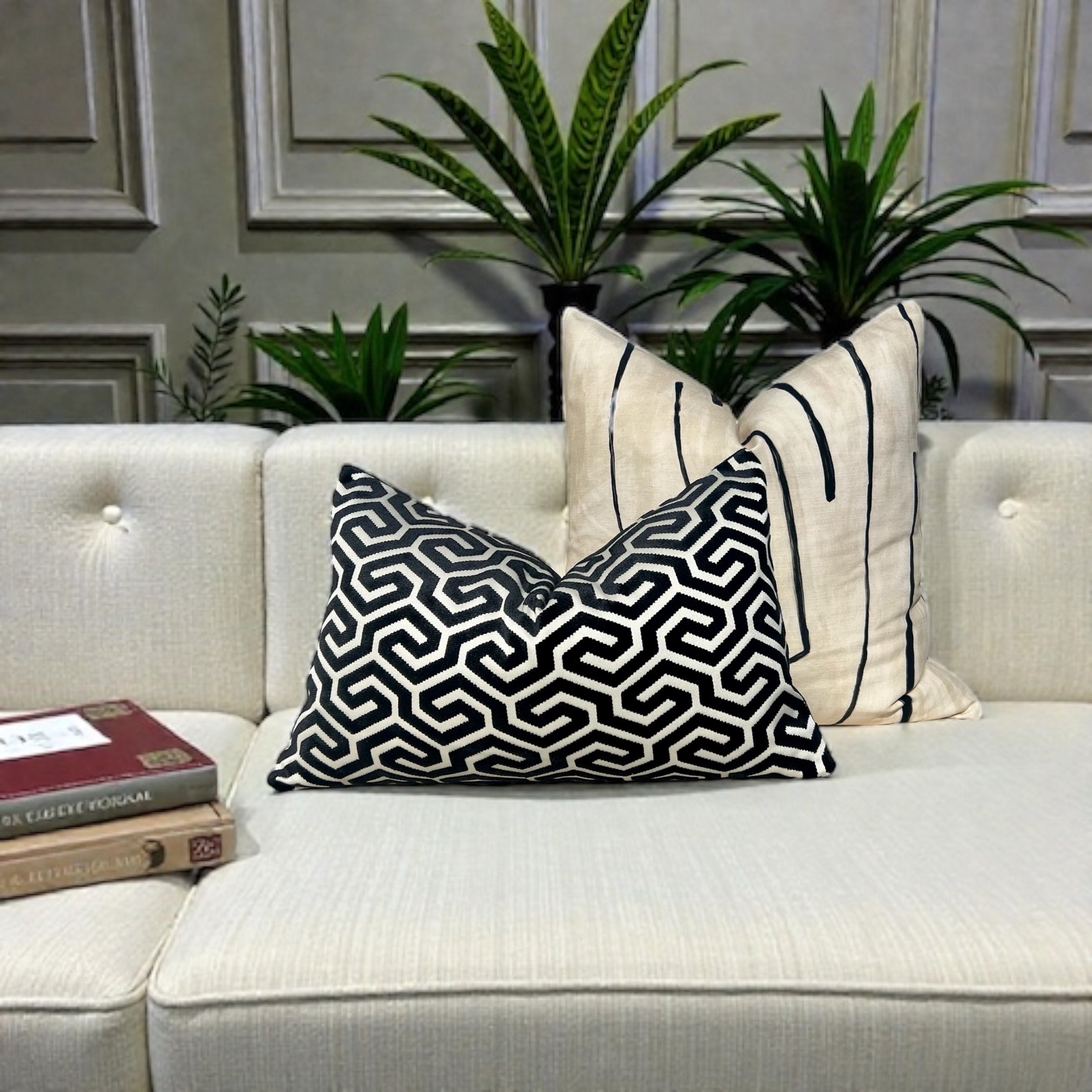 Kelly Wearstler Graffito Pillow  - Linen Onyx
