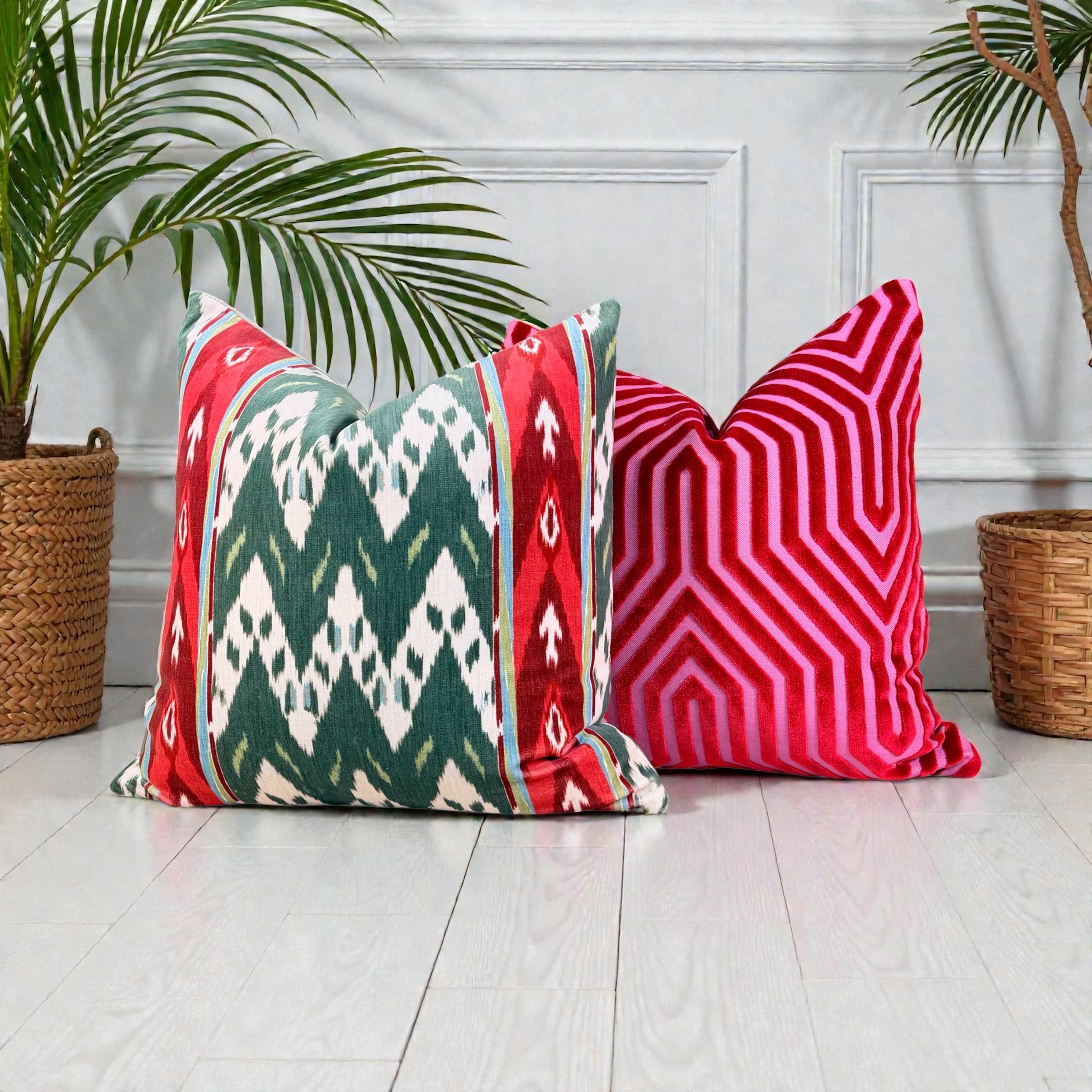 Schumacher Vanderbilt Velvet Pillow - Fuchsia