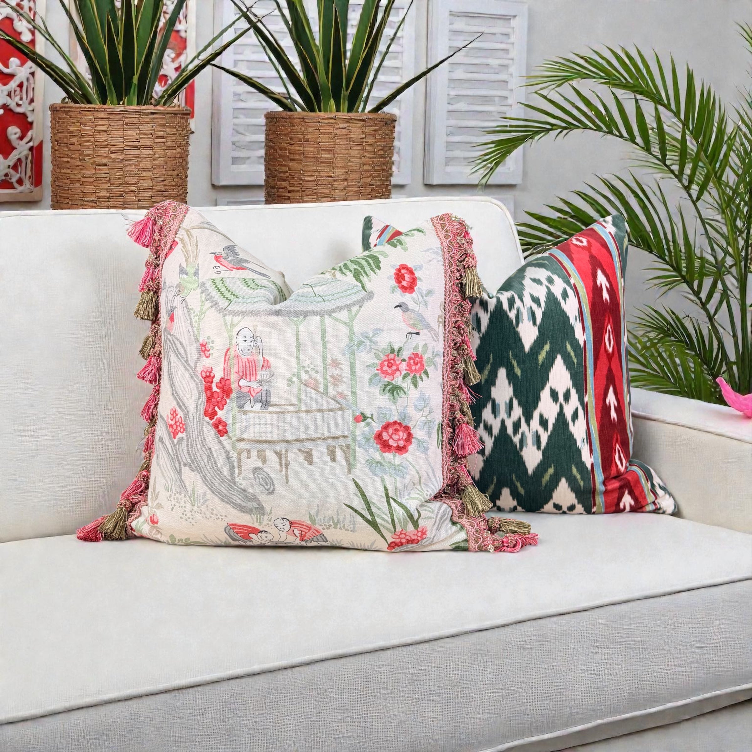 Schumacher Yangtze River Pillow - Cream