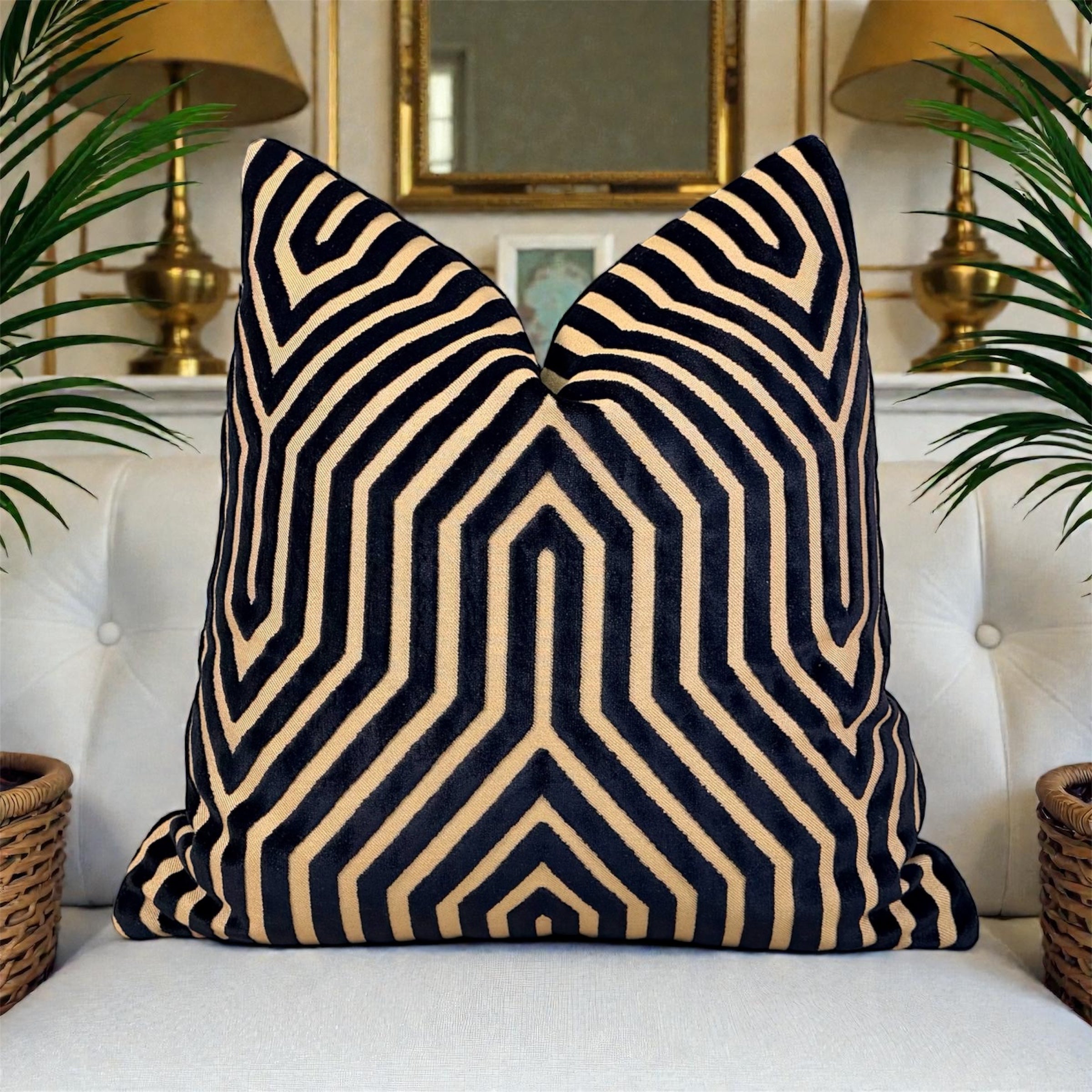 Schumacher Vanderbilt Velvet Pillow - Tortoise