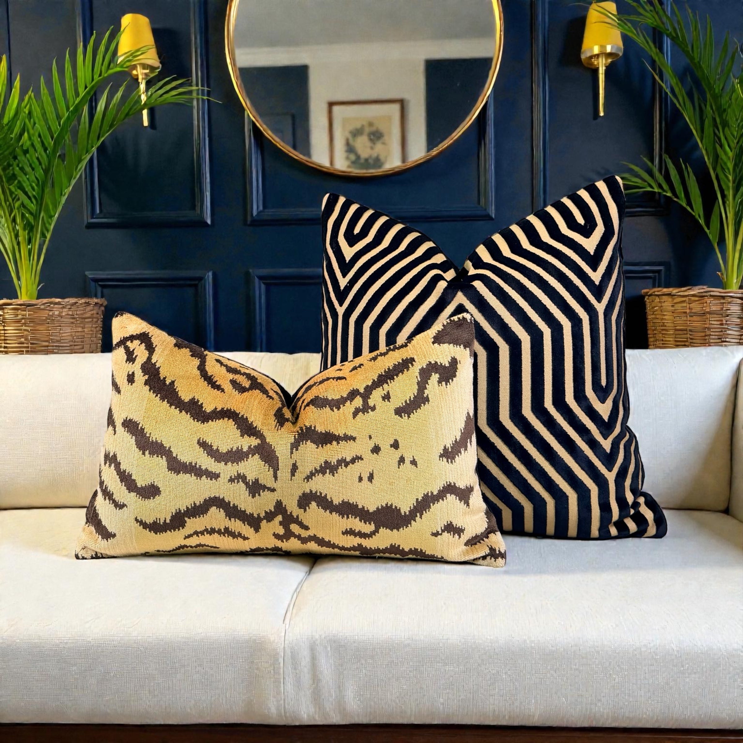 Schumacher Vanderbilt Velvet Pillow - Tortoise