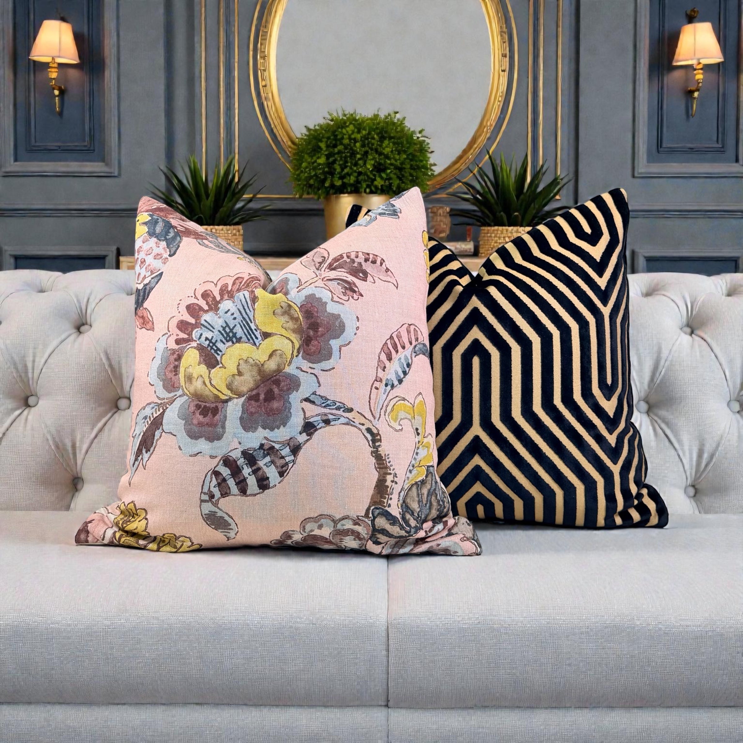 Schumacher Vanderbilt Velvet Pillow - Tortoise