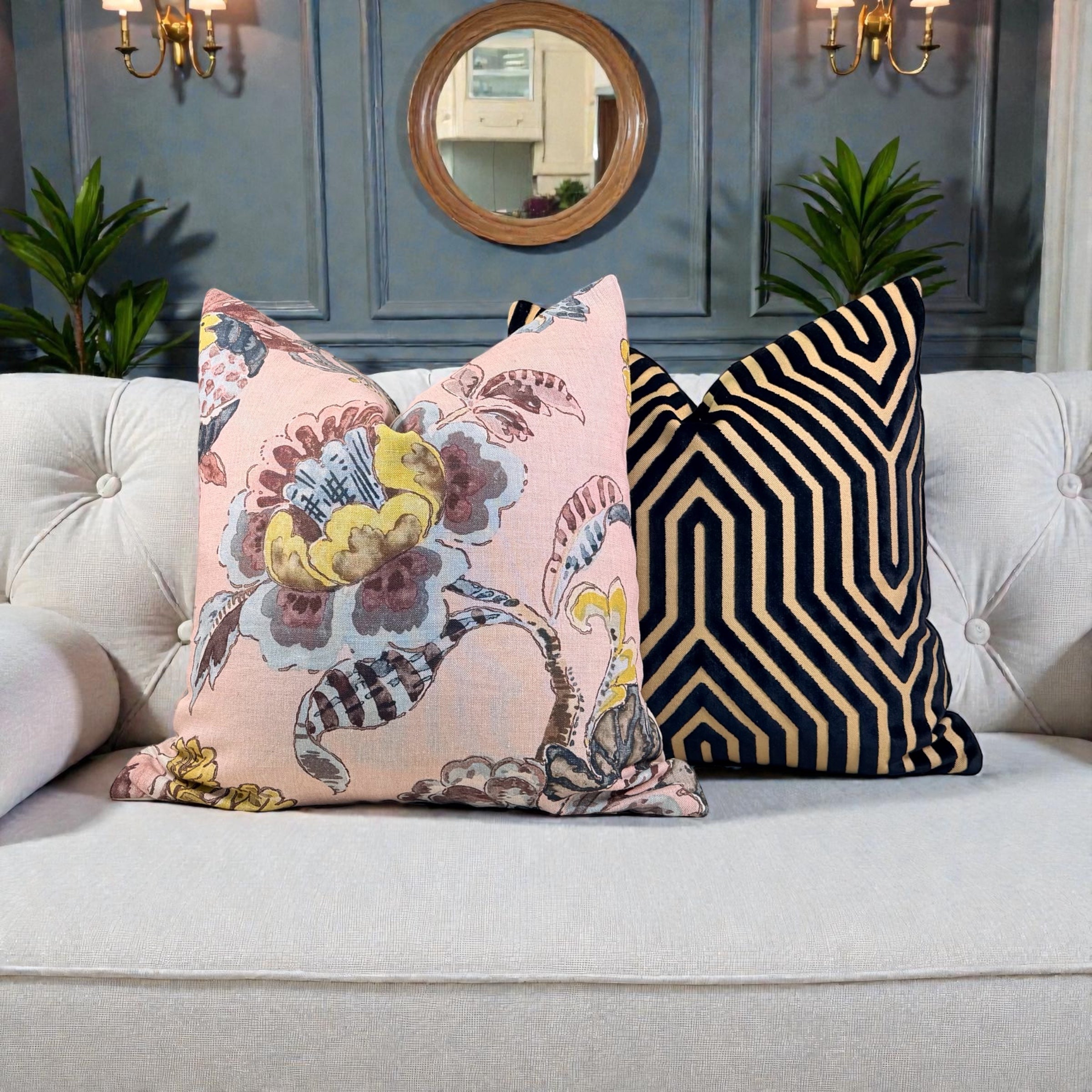 Ann French Stockbridge Linen Pillow - Blush