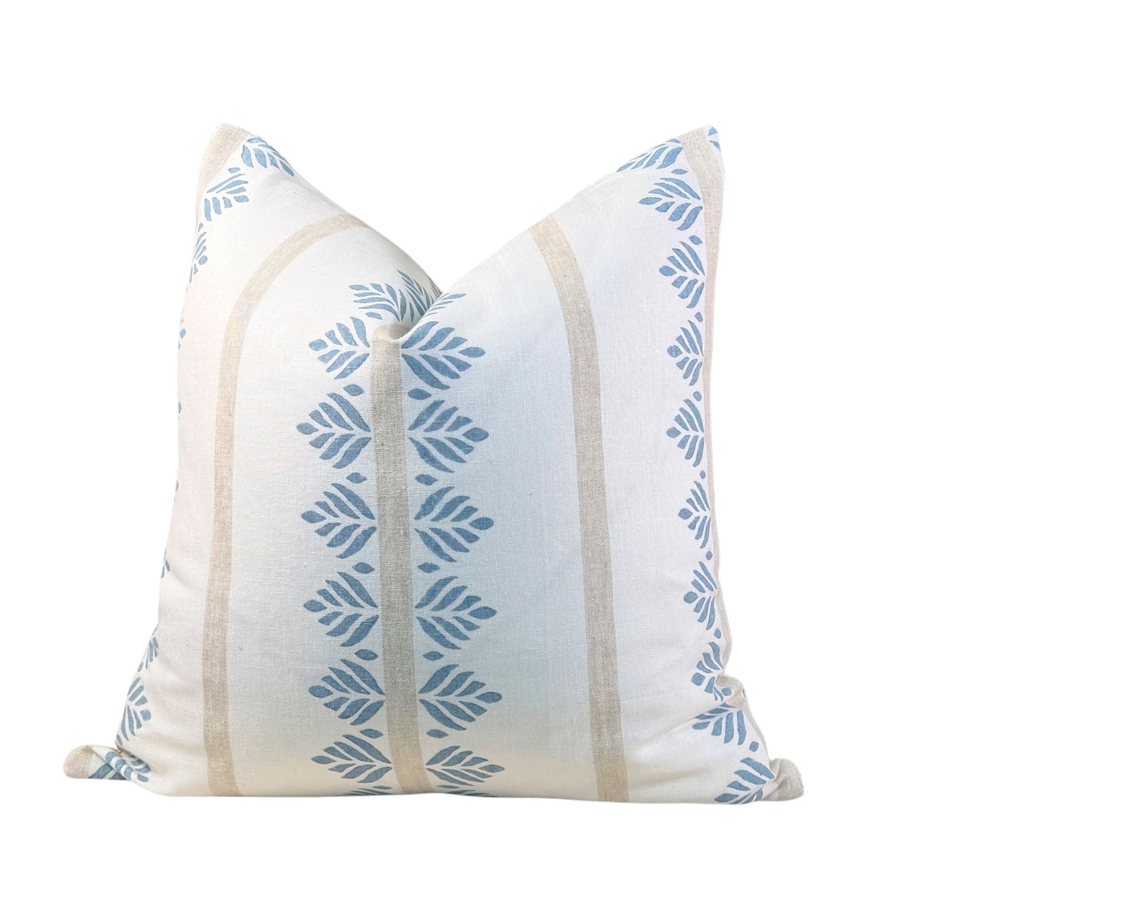 Thibaut Fern Stripe Linen Pillow - Aqua Blue