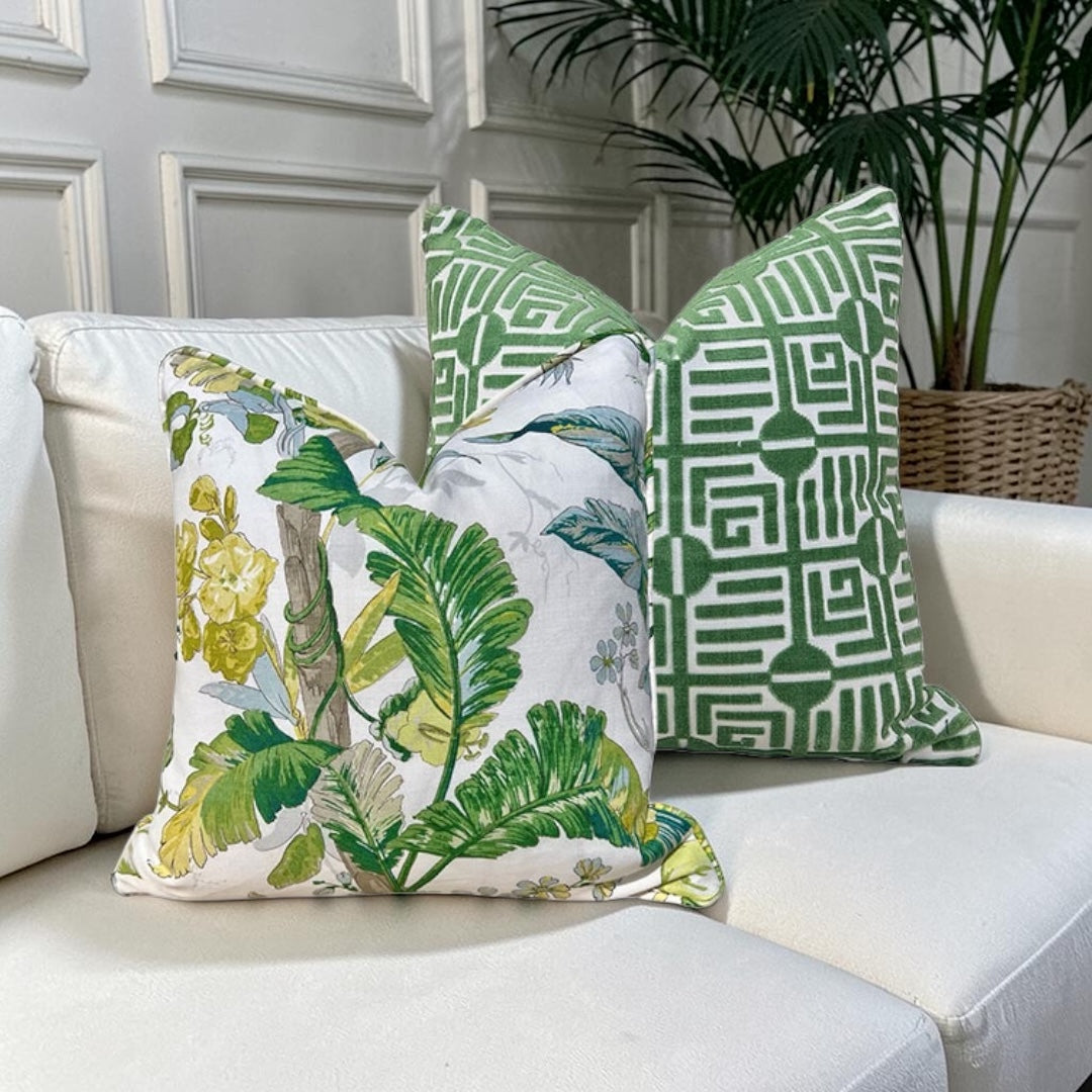 Thibaut Labyrinth Velvet Pillow - Green