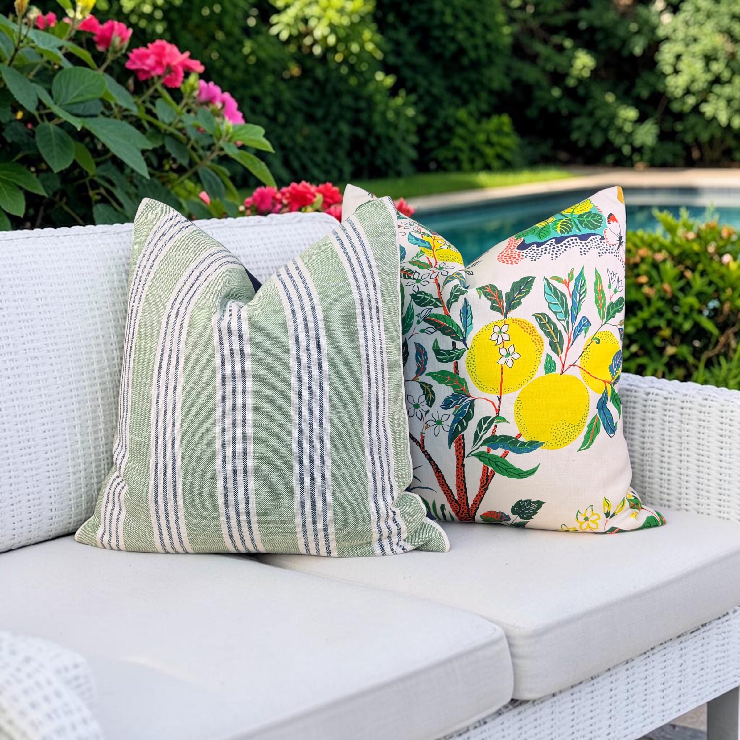 Thibaut Outdoor Southport Stripe Pillow - Kelly Green, Navy