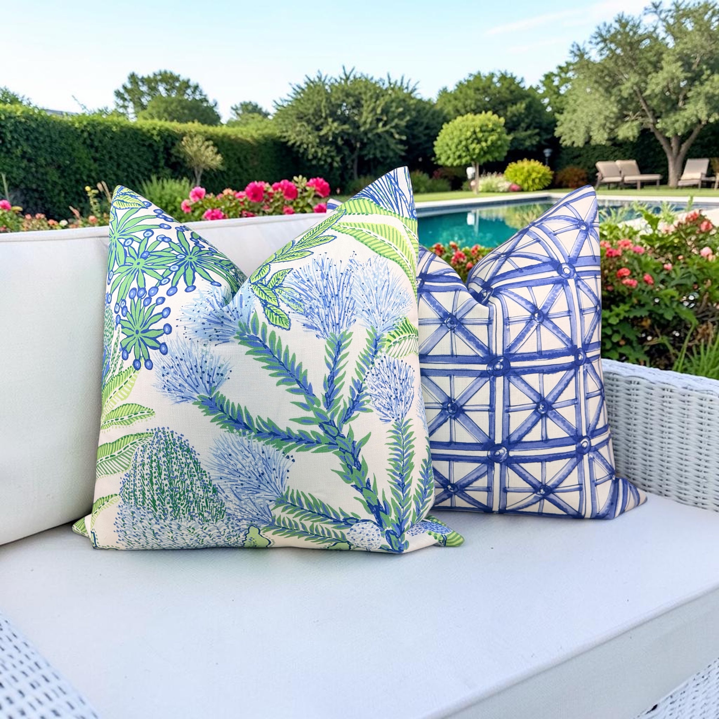 Thibaut Outdoor Protea Pillow - Kiwi