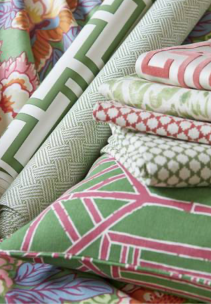 Thibaut Shoji Panel Pillow in Kelly Green and Fuchsia.