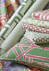 Load image into Gallery viewer, Thibaut Shoji Panel Pillow in Kelly Green and Fuchsia.