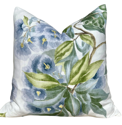 Sale!!! Priceis for 2 - 20"X20" Ready to Ship Camellia Garden Pillow - Sky Blue