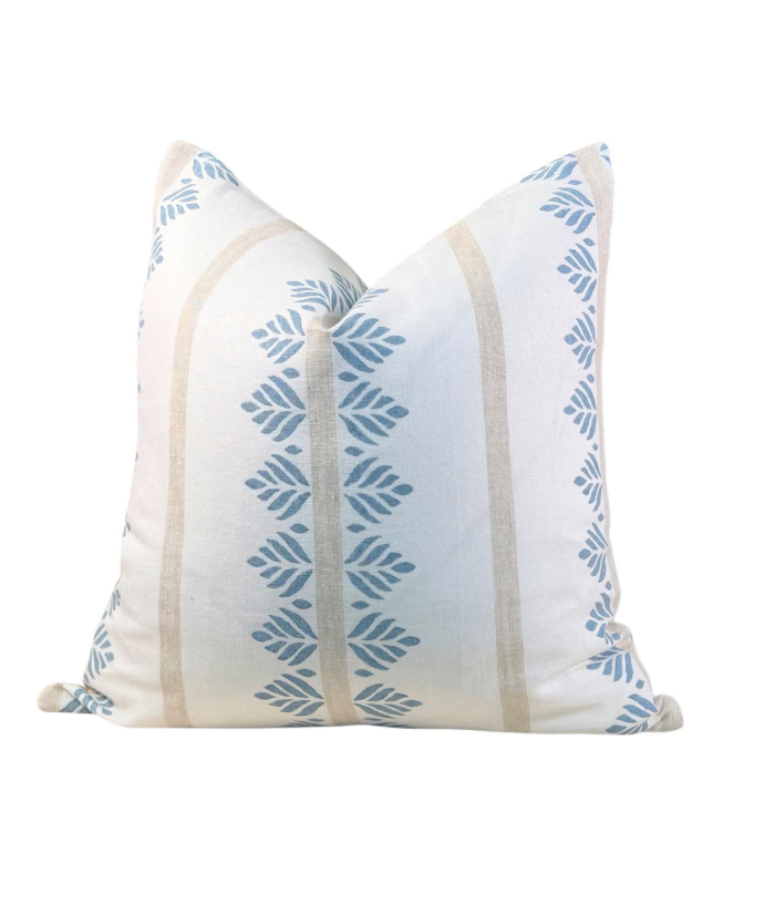 Sale!!!! Price is for 2- 20"X20" Ready to Ship, Double Sided Thibaut Fern Stripe Linen Pillow - Spa Blue