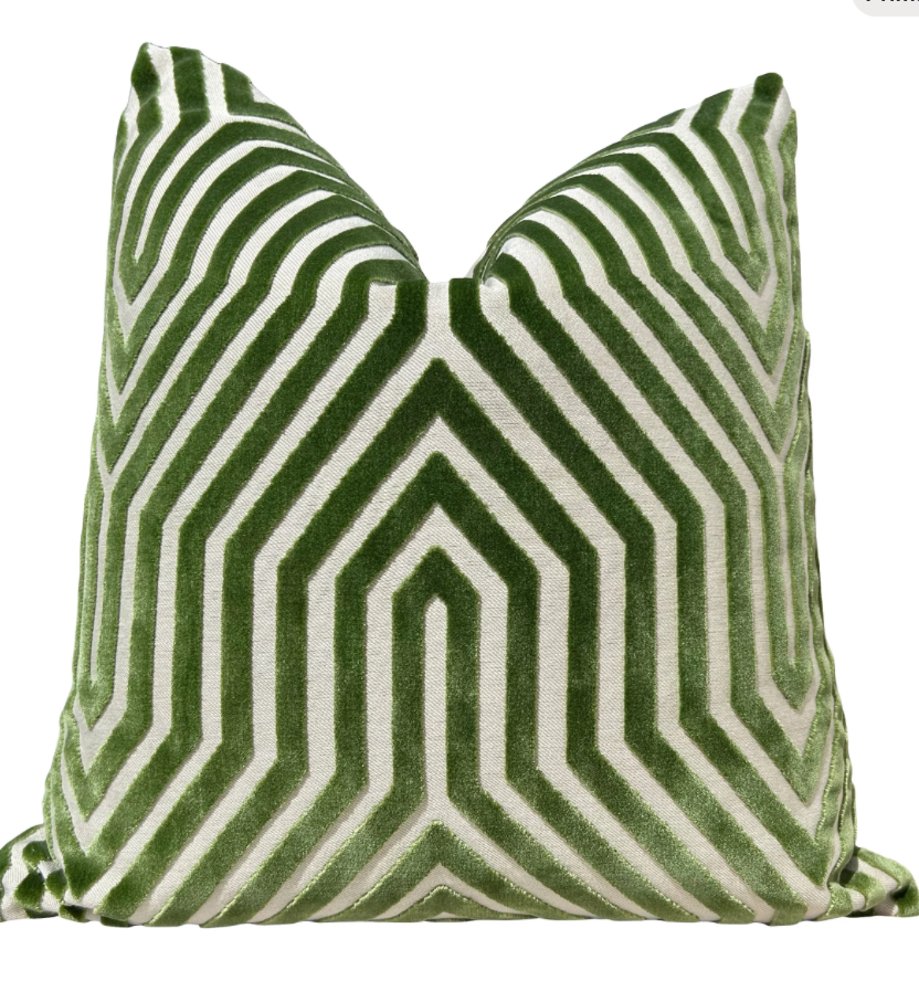 Sale!!!!! Price is for 2 - 9"X17"  Ready to Ship Schumacher Vanderbilt Velvet Pillows - Green Lettuce