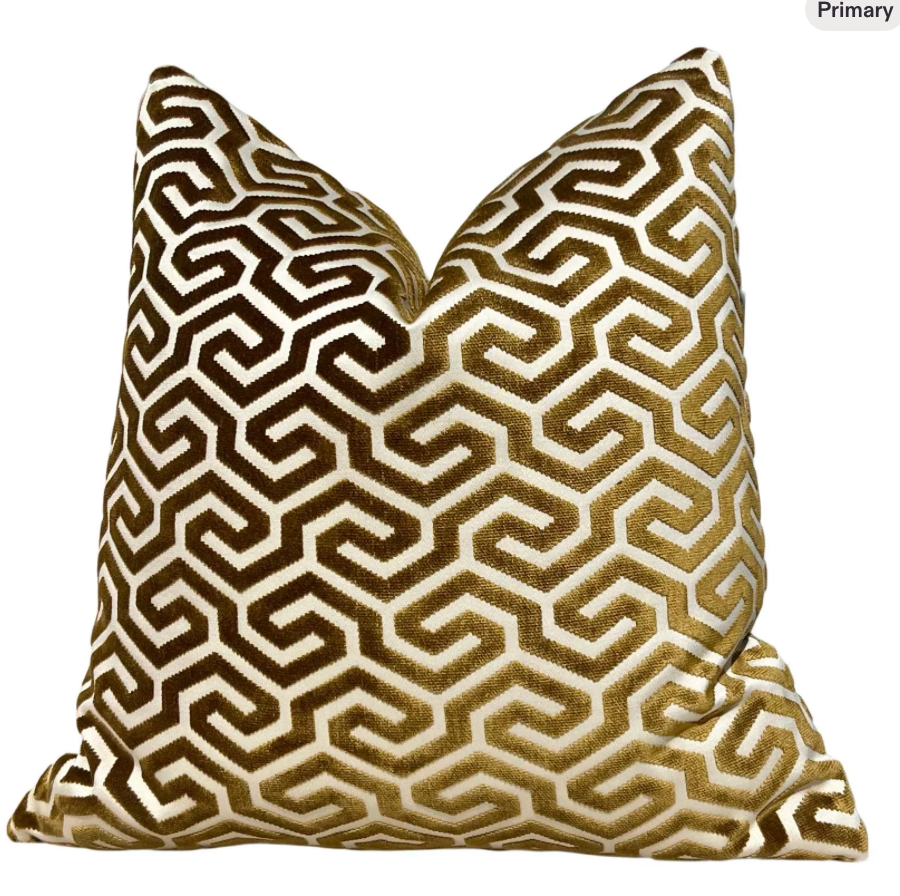 Sale!!!! Price is for 2- 11"X18" Ready to Ship Schumacher Ming Fret Velvet Pillows - Bronze