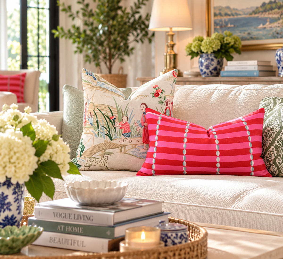 Molly Mahon Luna Linen Pillow - Pink