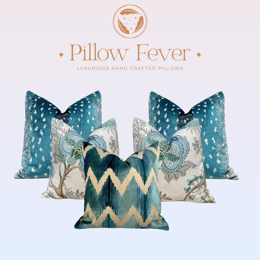 Lee Jofa Watersedge Raised Velvet Pillow in Teal.