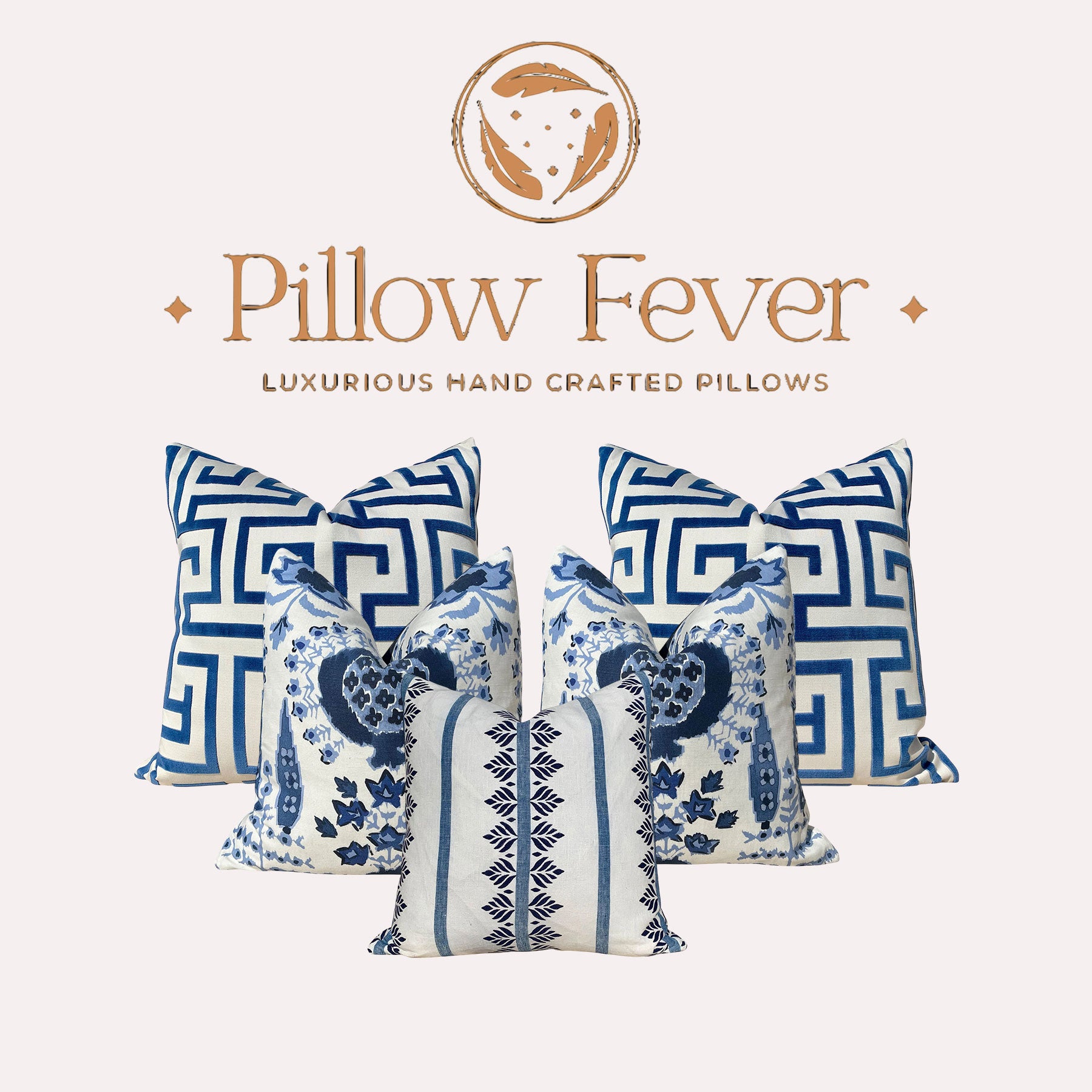 Thibaut Ming Trail Velvet Pillow in Navy Blue.
