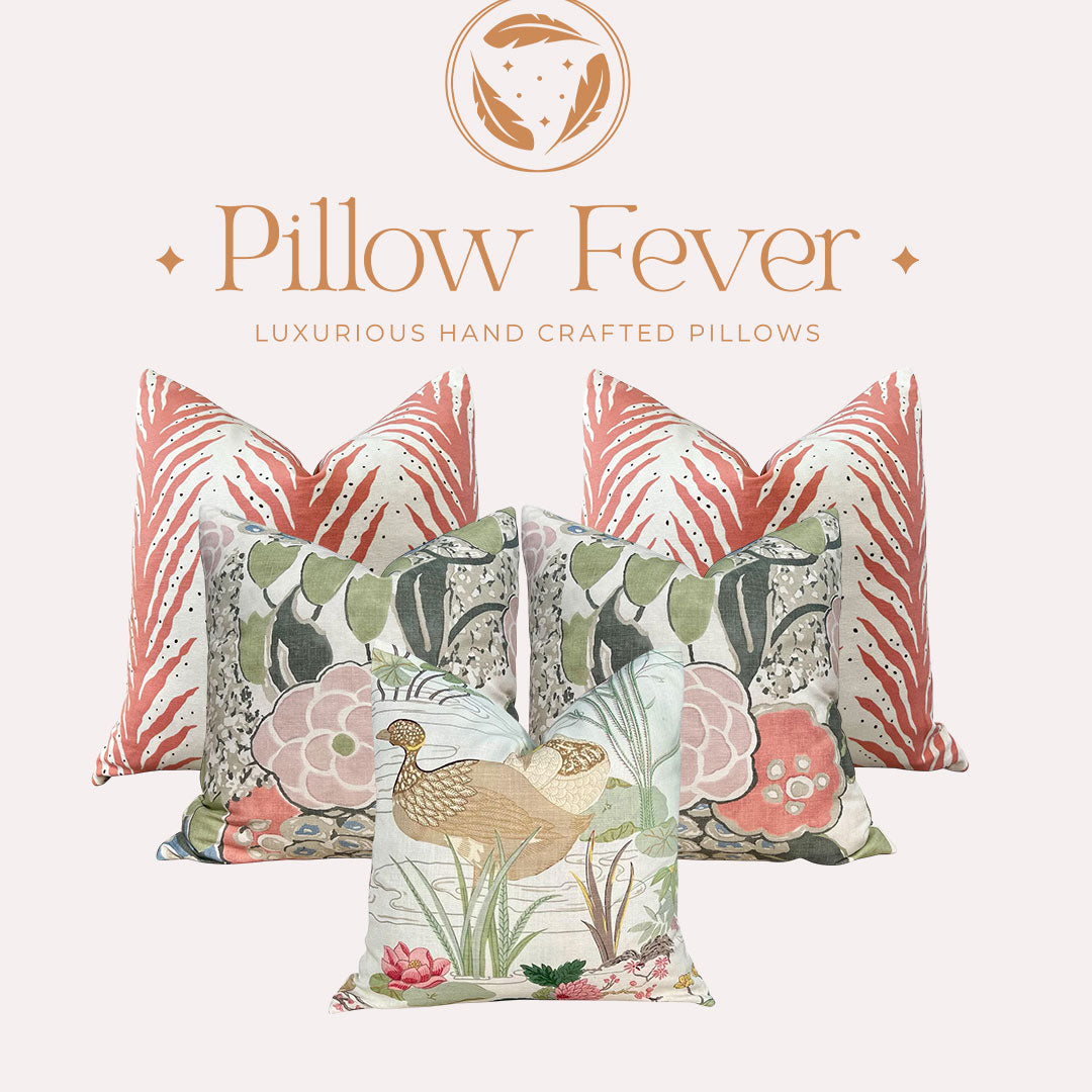 Schumacher Creeping Fern Accent Pillow in Coral.