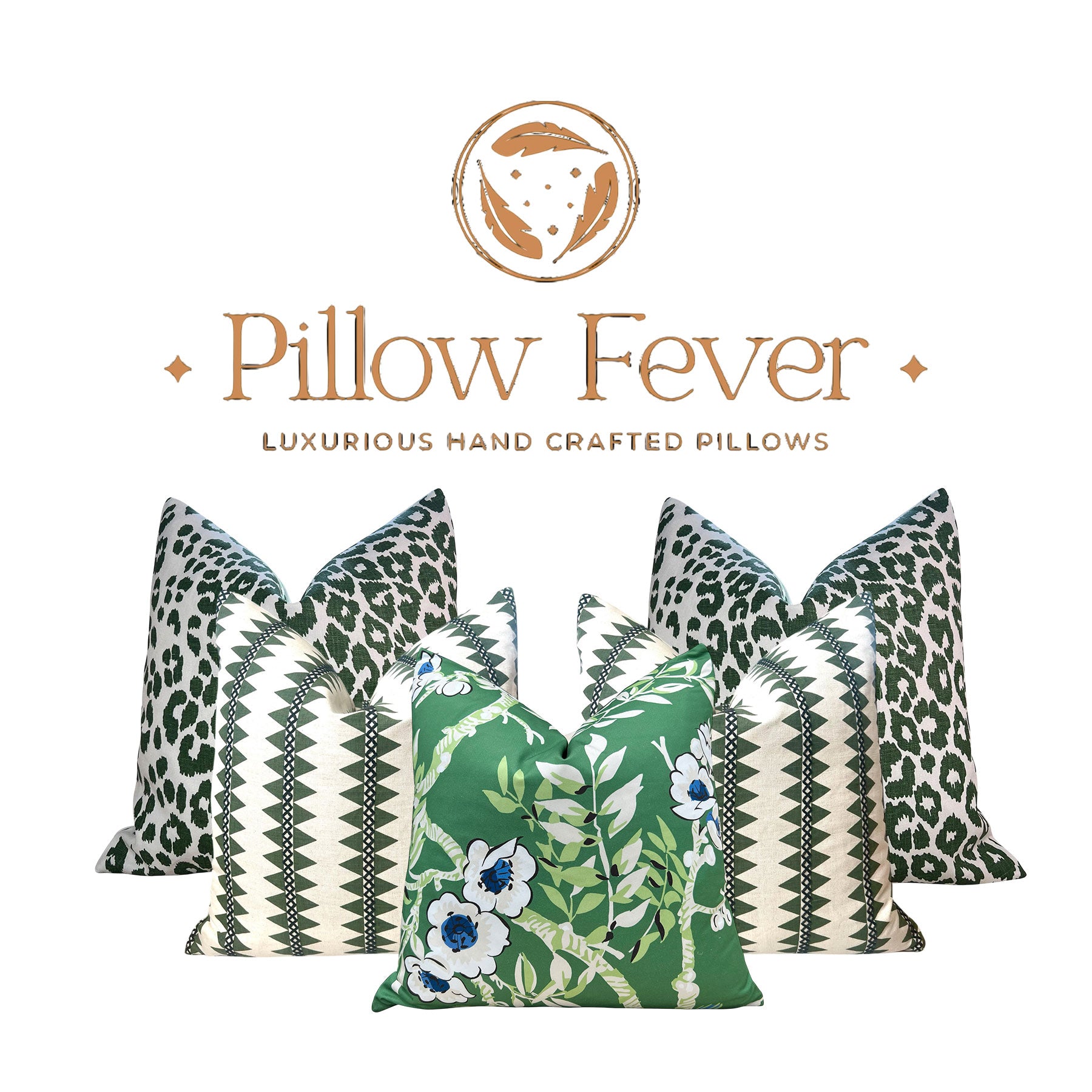 Schumacher Iconic Leopard Linen Pillow in Green.