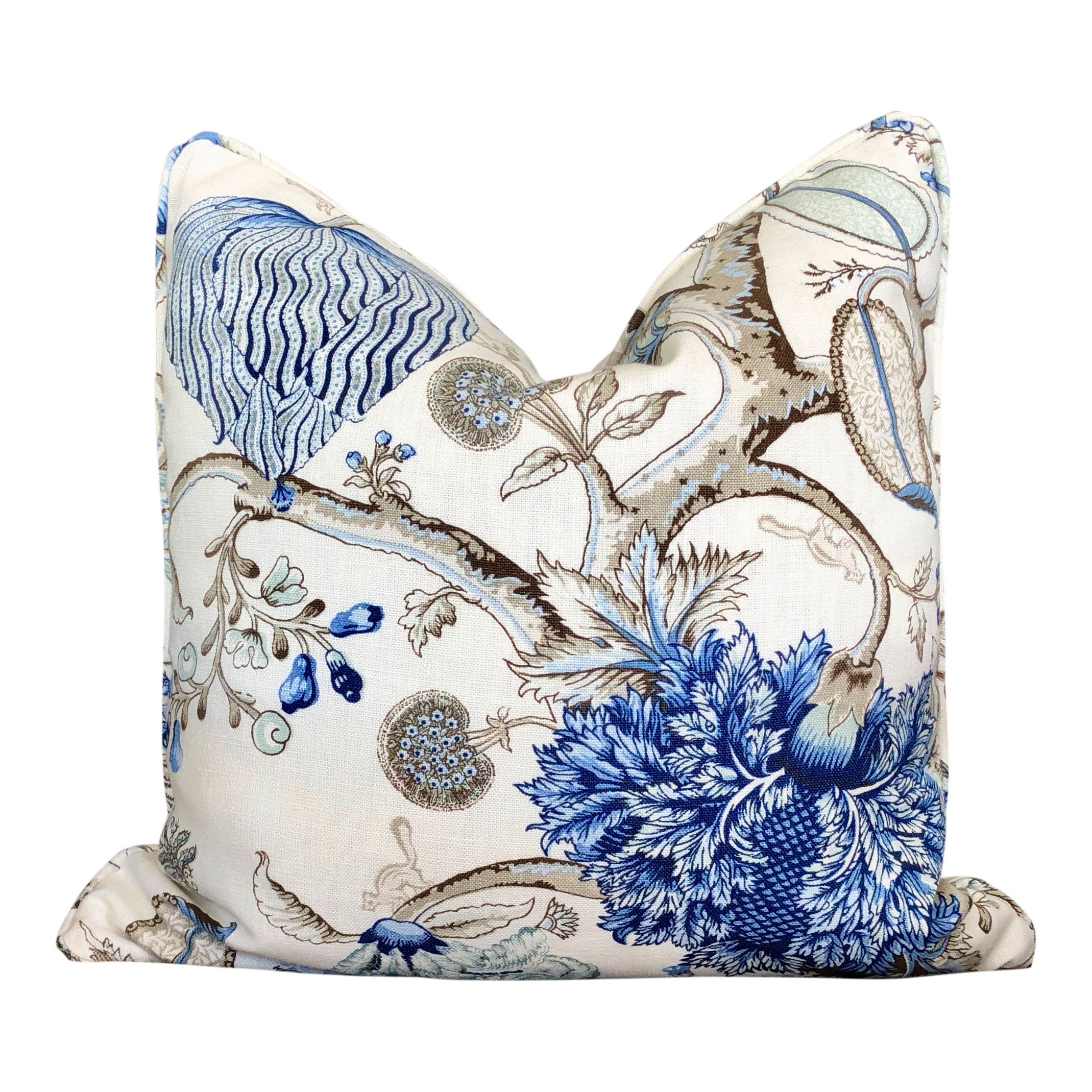 Scalamandre Pondicherry Linen Pillow in Delft.