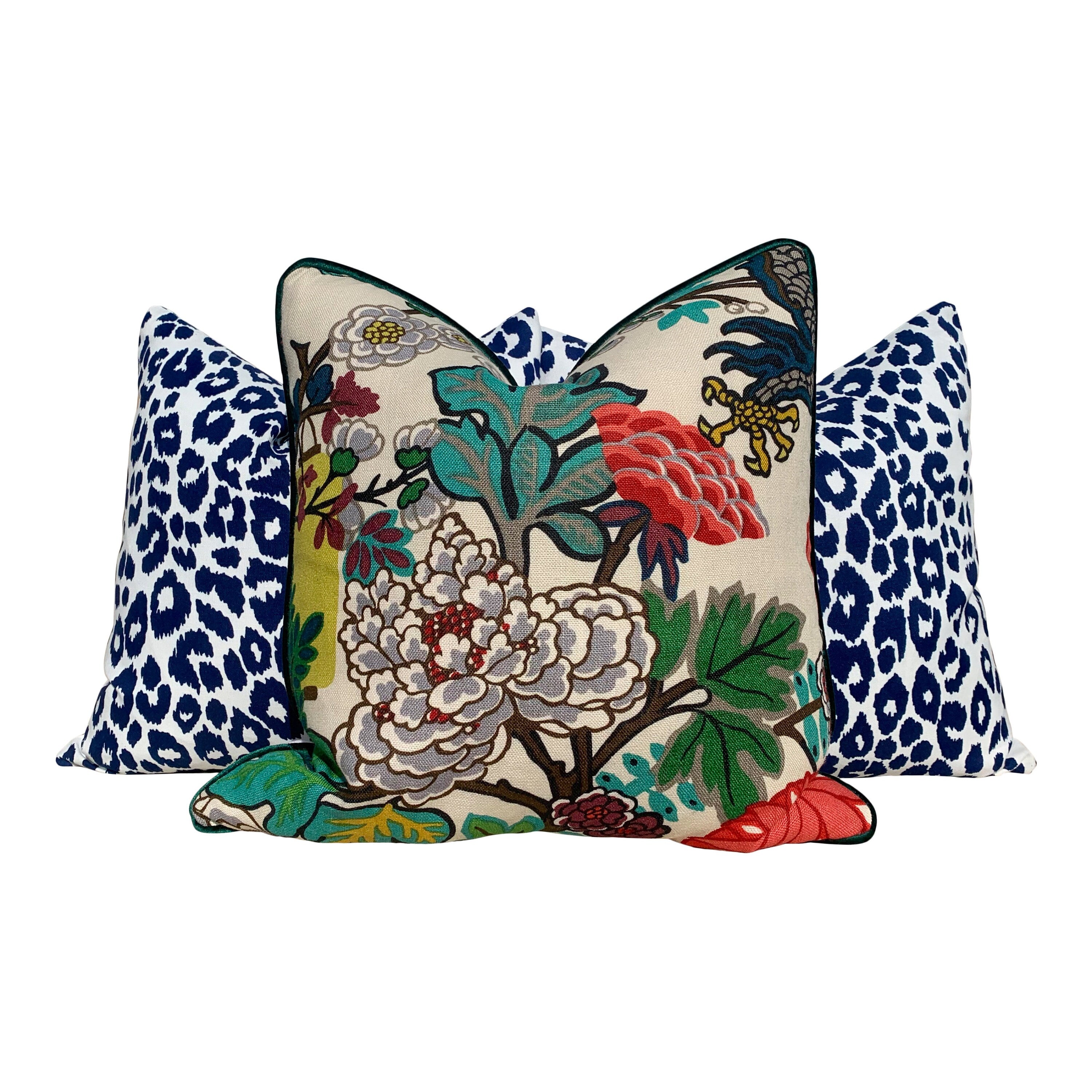 Schumacher Chiang Mai Dragon Floral Pillow in Alabaster.