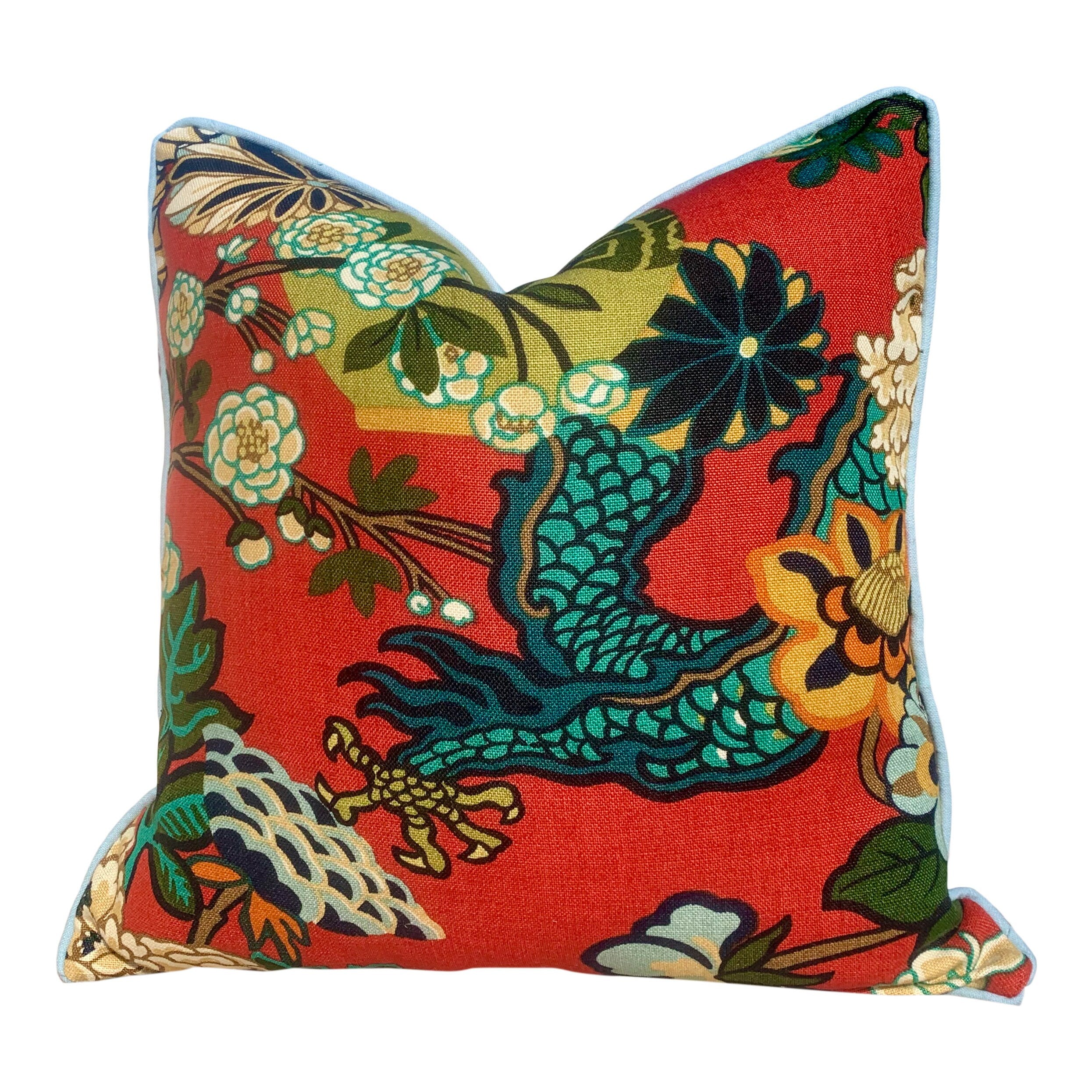 Chiang Mai Dragon LInen Pillow in Lacquer.