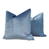 Designer Chevron Velvet Pillow Blue. Designer Zig Zag Velvet Pillow, Euro Sham Cushions, Geometric Throw Pillows, Decorative Accent Pillows