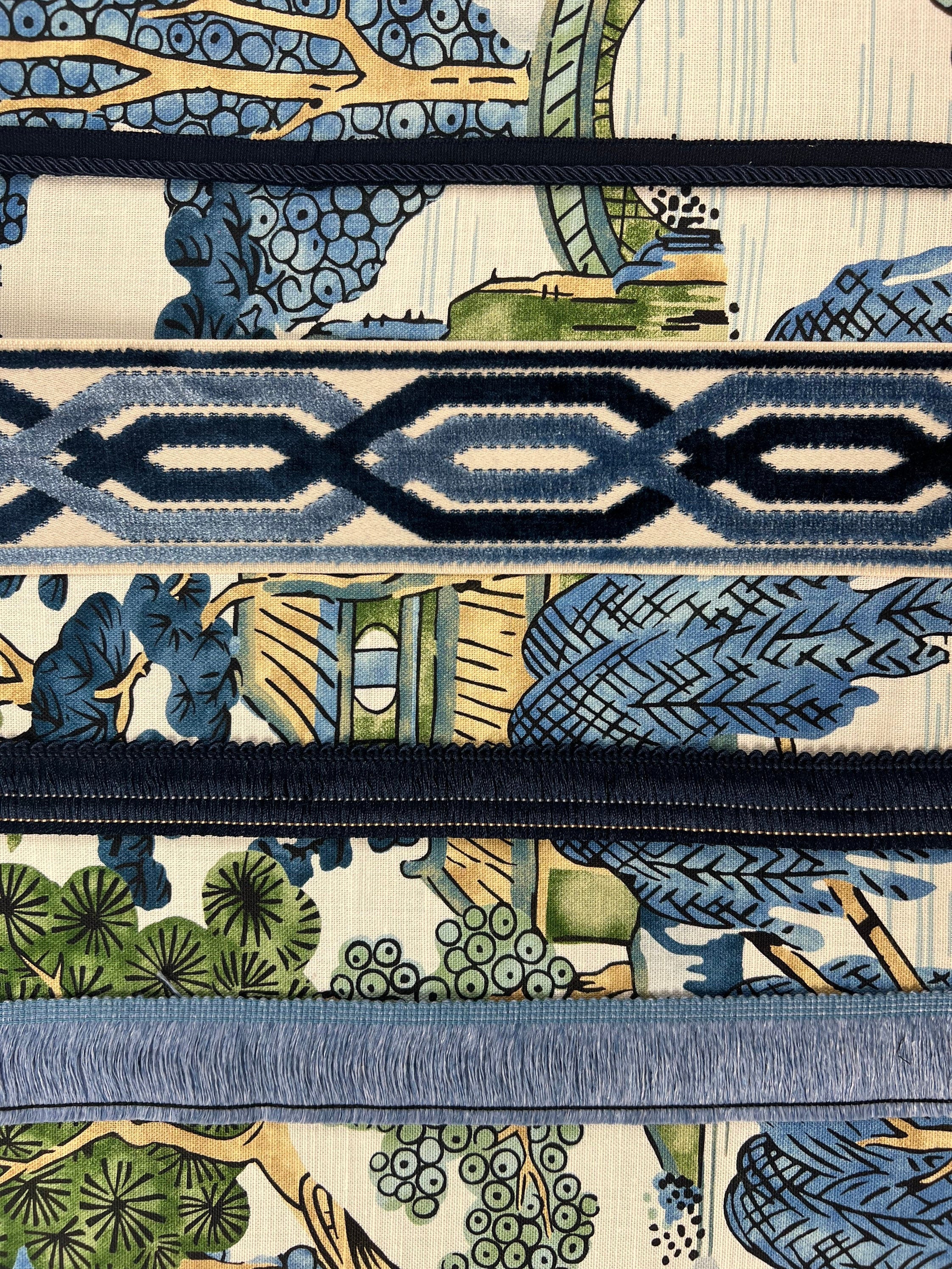 Thibaut Asian Scenic Pillow in Deep Blue and Green Colors.