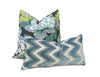 Schumacher Chevron Velvet Pillow in Mineral. Designer Zig Zag Velvet Cushion Cover, Modern Accent Pillows, Contemporary Geometric Pillows