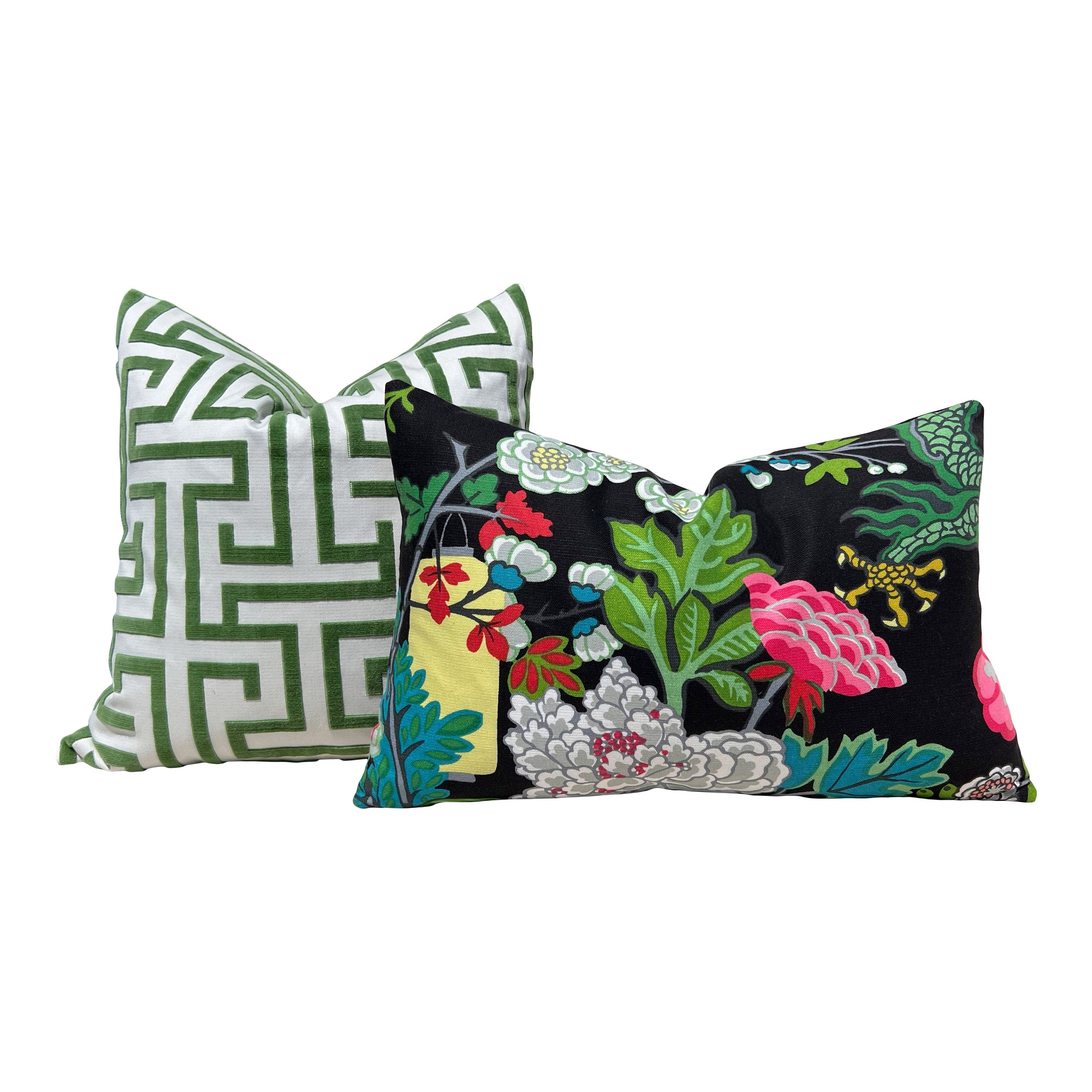 Schumacher Chang Mai Dragon Pillow in Ebony.