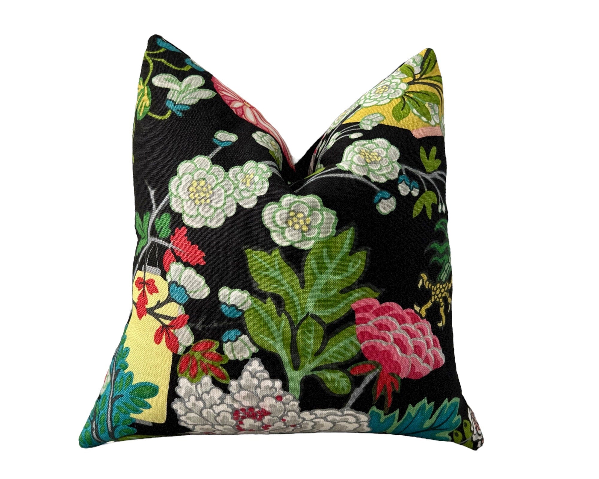 Schumacher Chang Mai Dragon Pillow in Ebony.