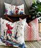 Schumacher Creeping Fern Pillow Coral. High End Pillows, Striped Lumbar Pillow in Coral, Designer Modern Throw Cushion, Euro Sham 26x26