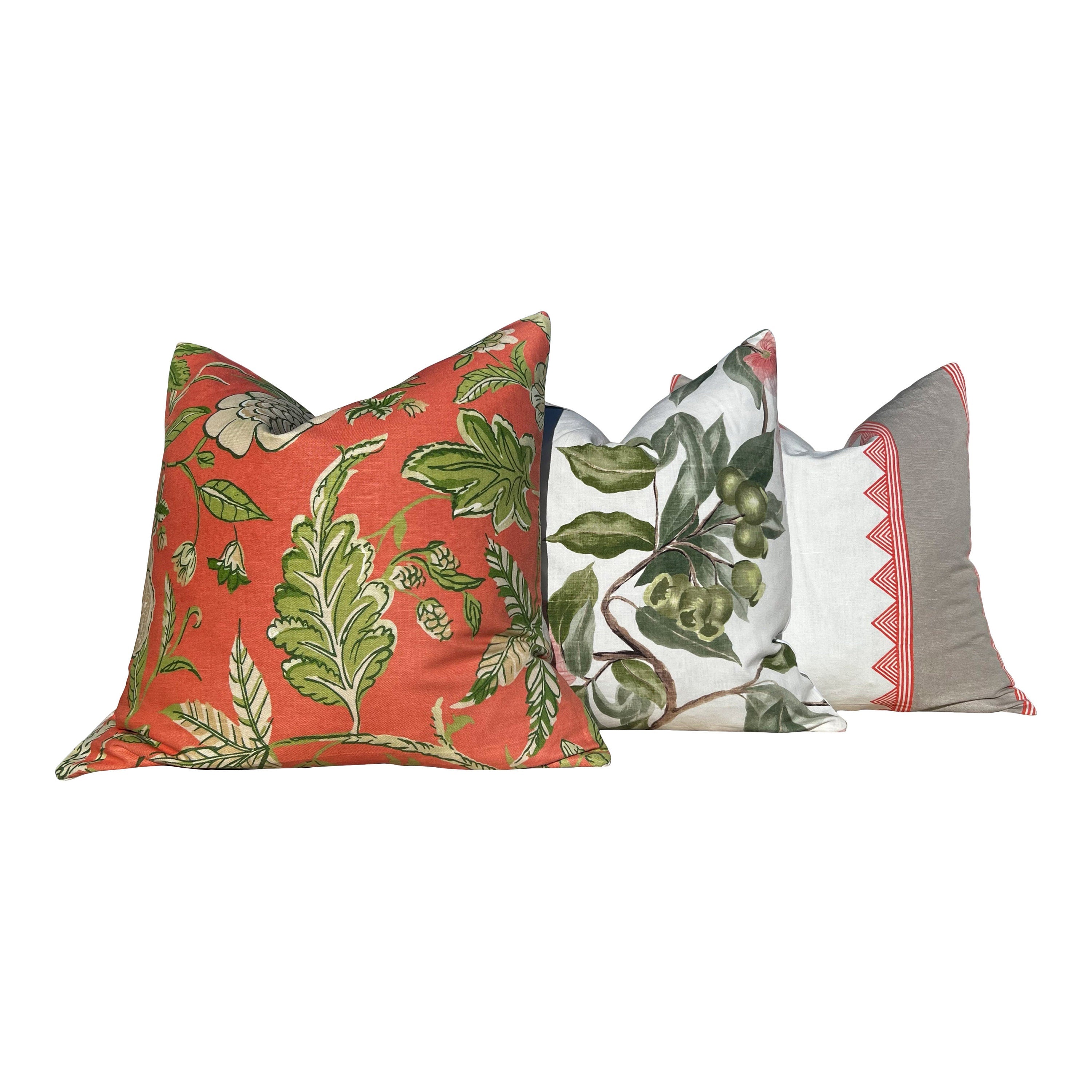 Thibaut Kismet Striped Linen Pillow in Orange and Beige. Lumbar Blue Pillow Cover, Decorative Pillow Sham, Designer Geometric Accent Pillow