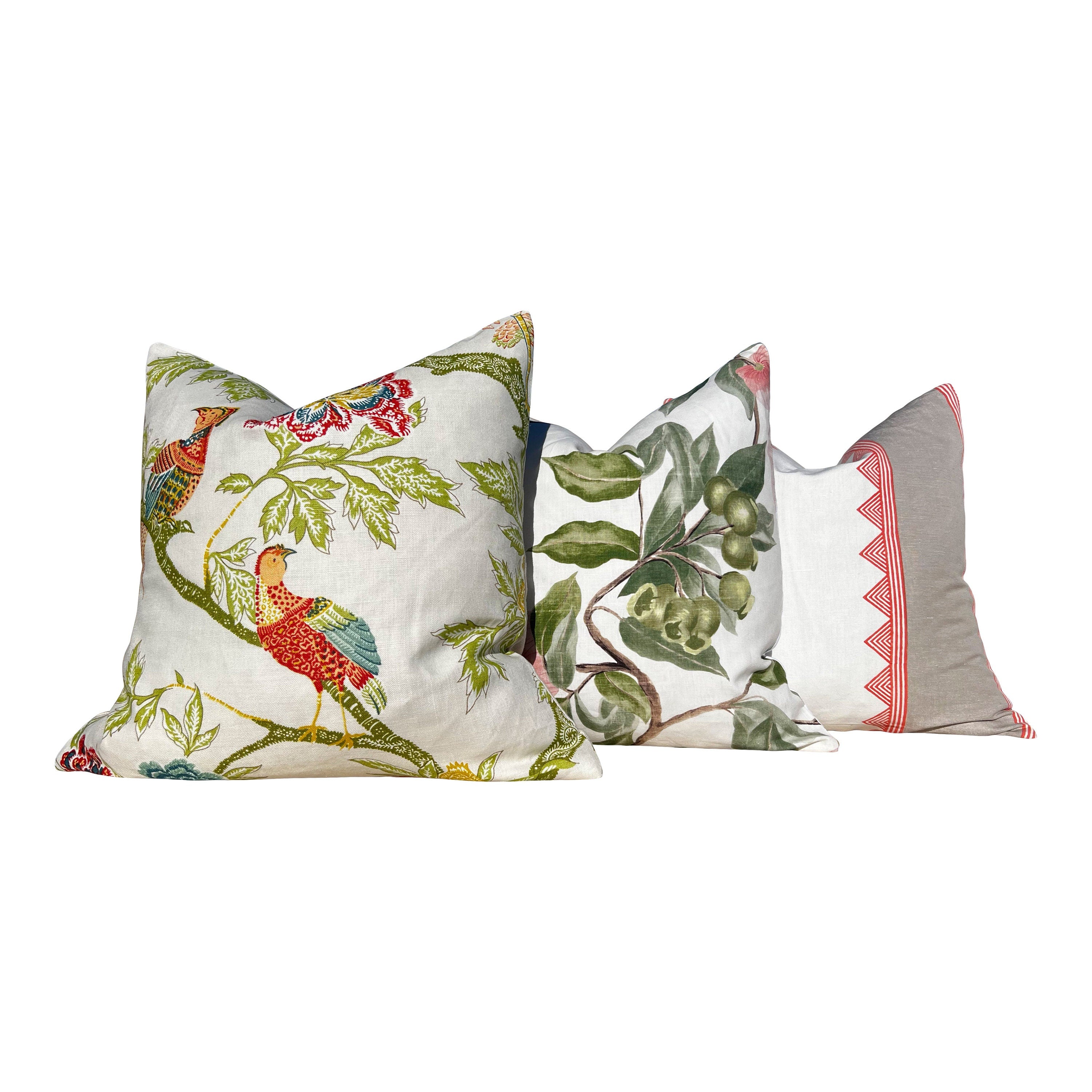 Thibaut Kismet Striped Linen Pillow in Orange and Beige. Lumbar Blue Pillow Cover, Decorative Pillow Sham, Designer Geometric Accent Pillow