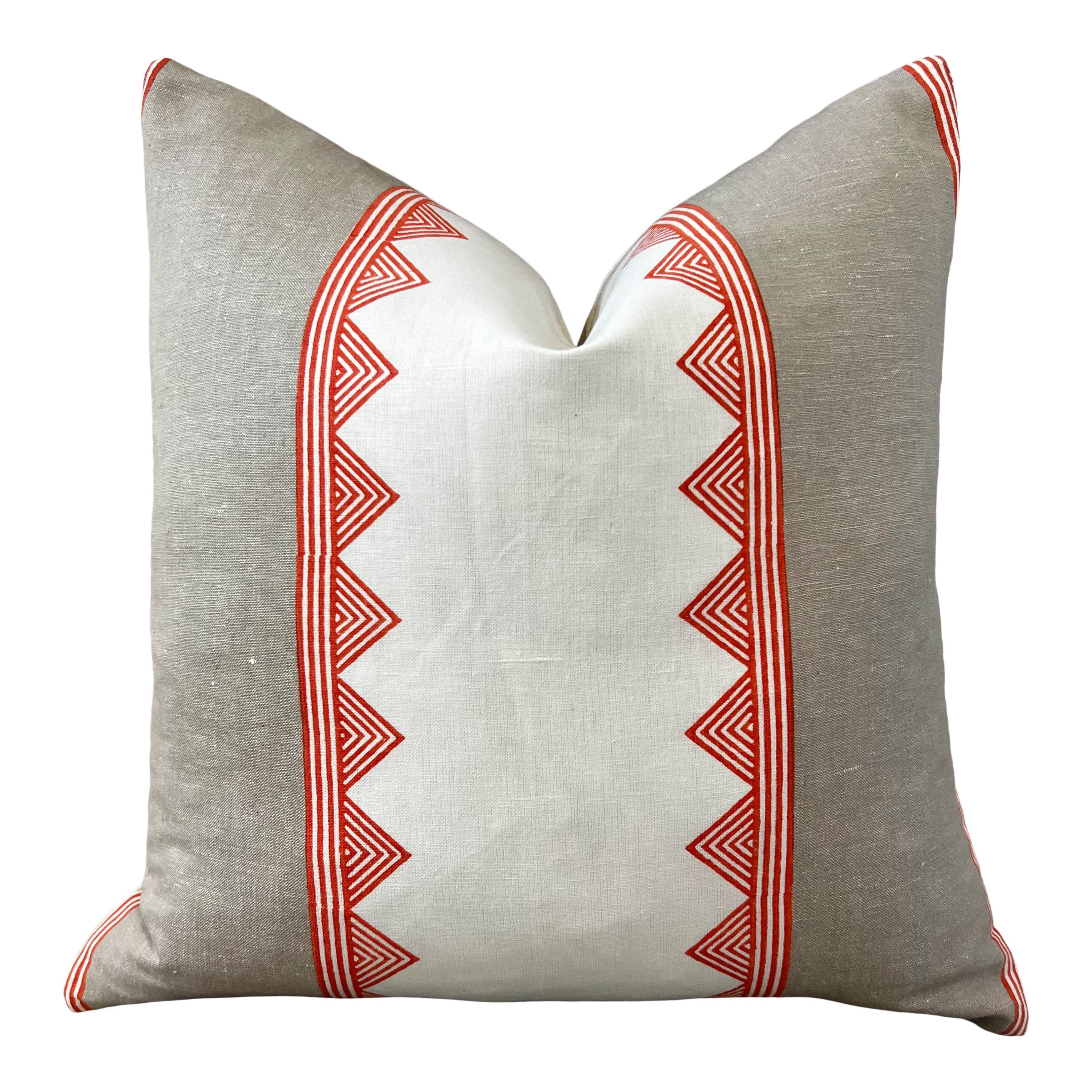 Thibaut Kismet Striped Linen Pillow in Orange and Beige. Lumbar Blue Pillow Cover, Decorative Pillow Sham, Designer Geometric Accent Pillow